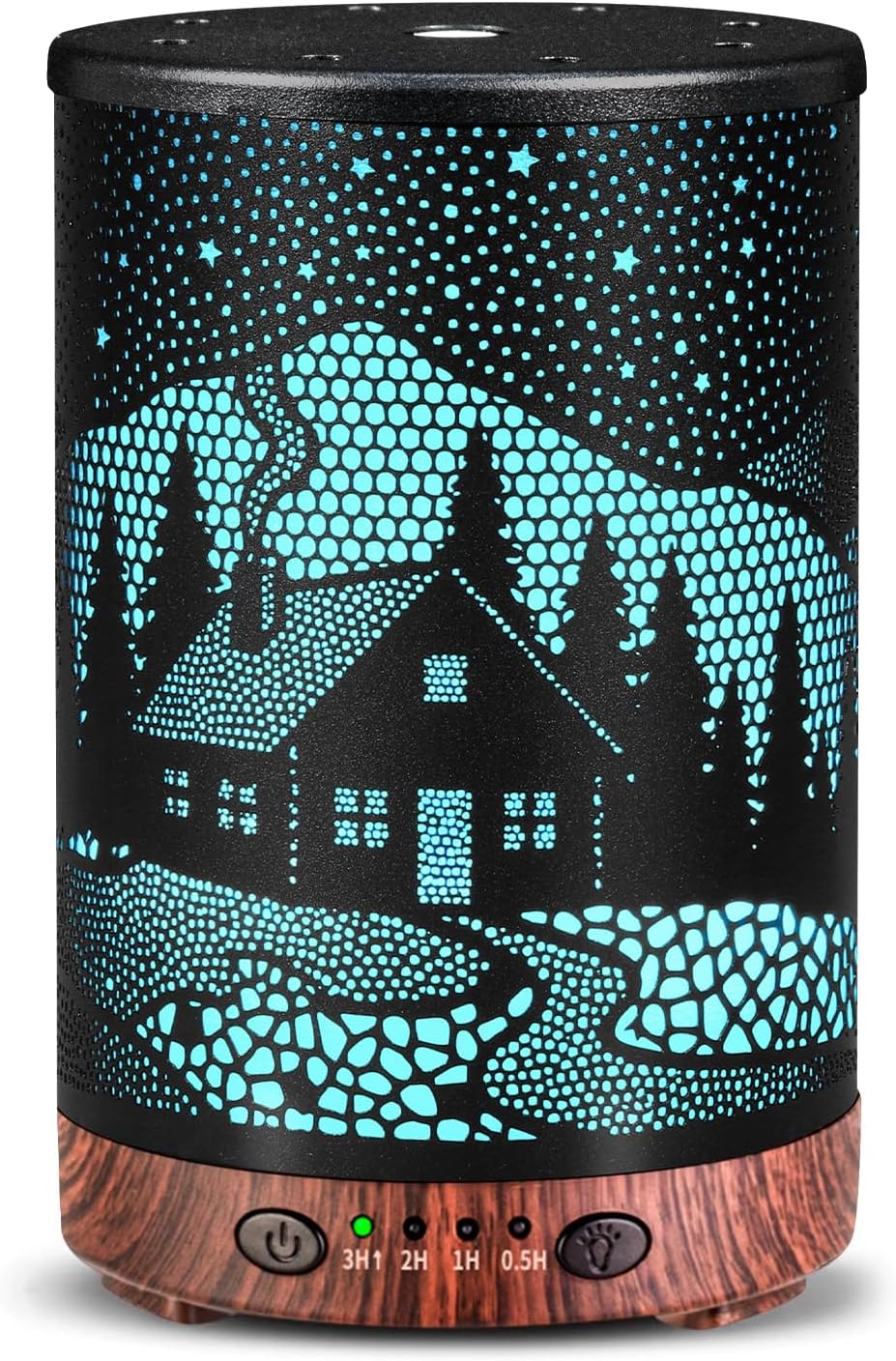 Essential Oil Diffuser, 120 ml Aromatherapy Diffuser with 7 Color Lights, Auto Shut-Off and 4 Timer Settings, Ultrasonic Cool Mist Diffuser for Home Room Office (Winter Cabin)
