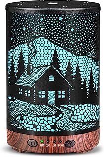 Essential Oil Diffuser, 120 ml Aromatherapy Diffuser with 7 Color Lights, Auto Shut-Off and 4 Timer Settings, Ultrasonic Cool Mist Diffuser for Home Room Office (Winter Cabin)