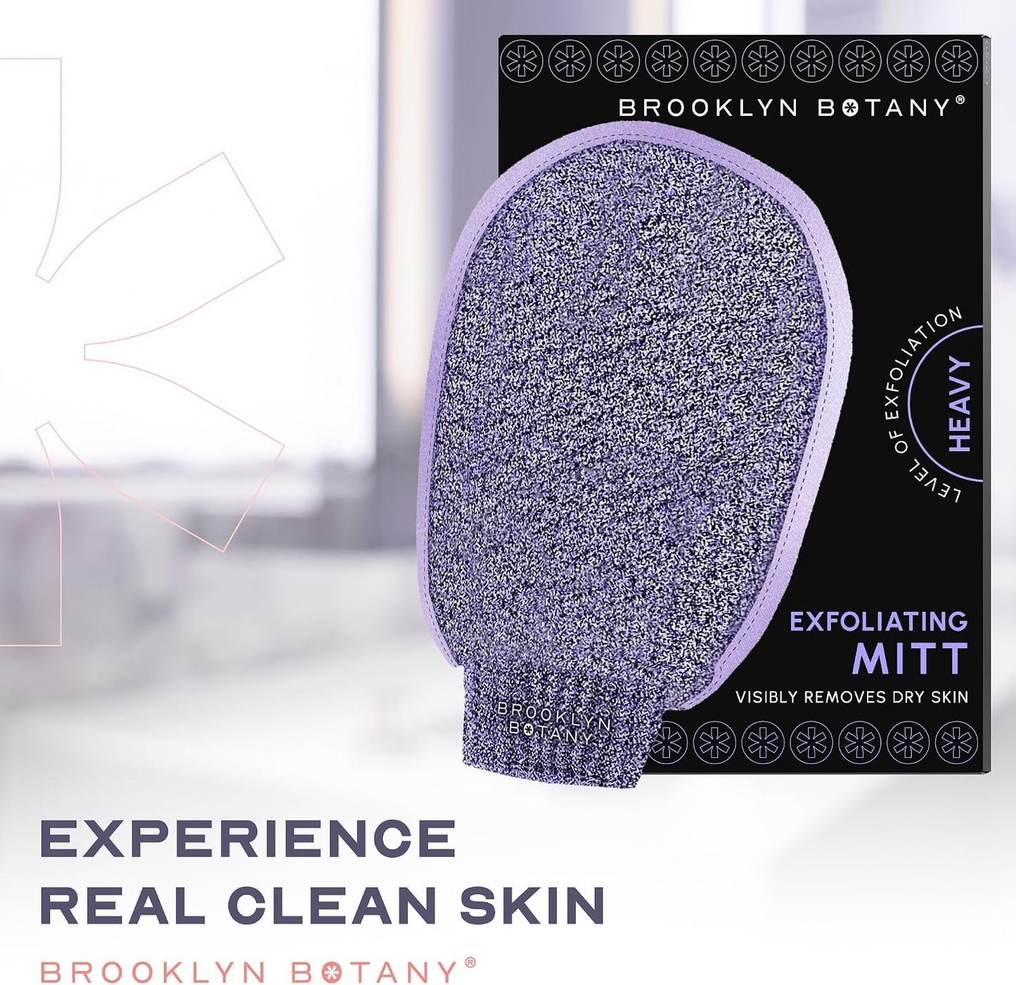 Brooklyn Botany Exfoliating Mitt for Bath and Shower – Heavy Duty Exfoliating Body Scrubber for Massage and Dead Skin Remover for Body – 1 Mitt