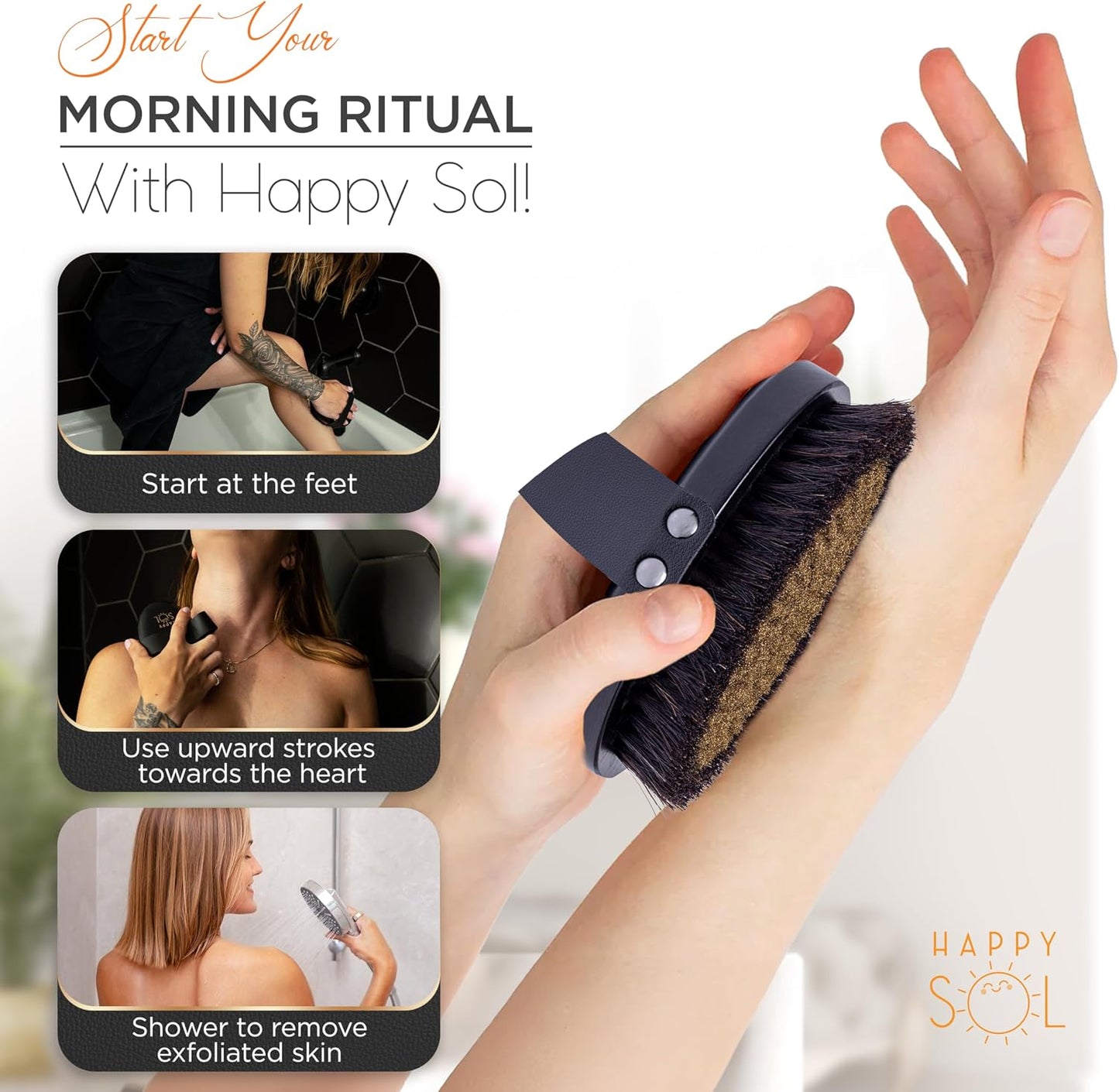 Copper Dry Brushing Body Brush for Lymphatic Drainage - Ion Charged Copper Bristles for Glowing Skin, Improve Blood Circulation and Reduce Stress