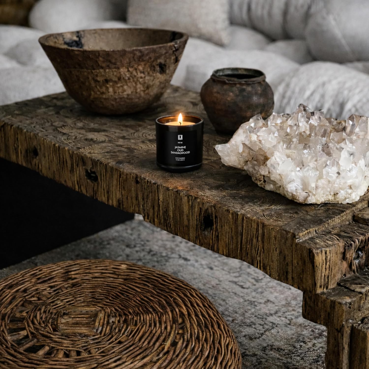 Lulu Candles | Leather & Sandalwood Scented Candle | Warm Sandalwood, Leather & Amber Fragrance | Luxury Soy Jar Candle | Highly Scented, Long Lasting Burn | Home Fragrance (9 Oz.)