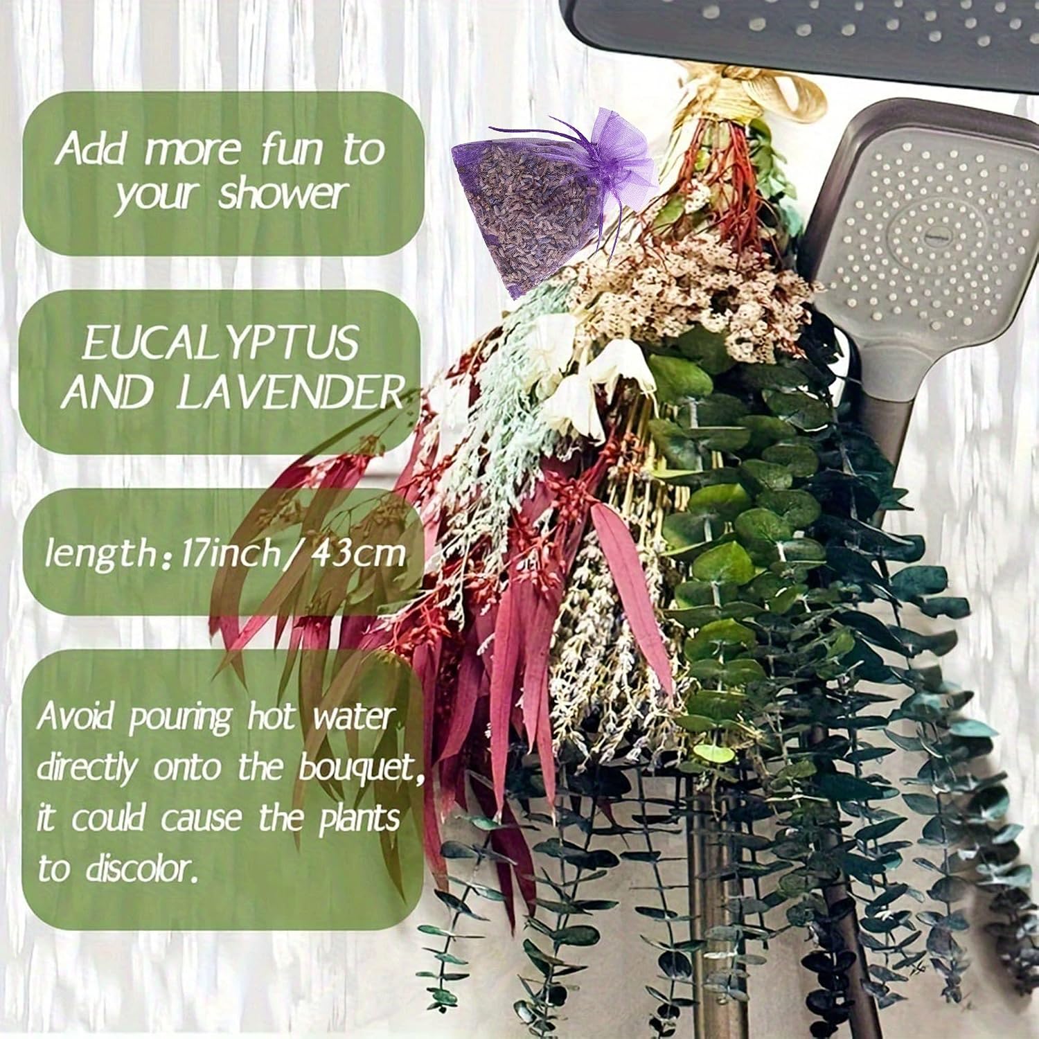 85 Pcs Dried Eucalyptus, Lavender & Sachet Bundle, Aromatherapy Shower