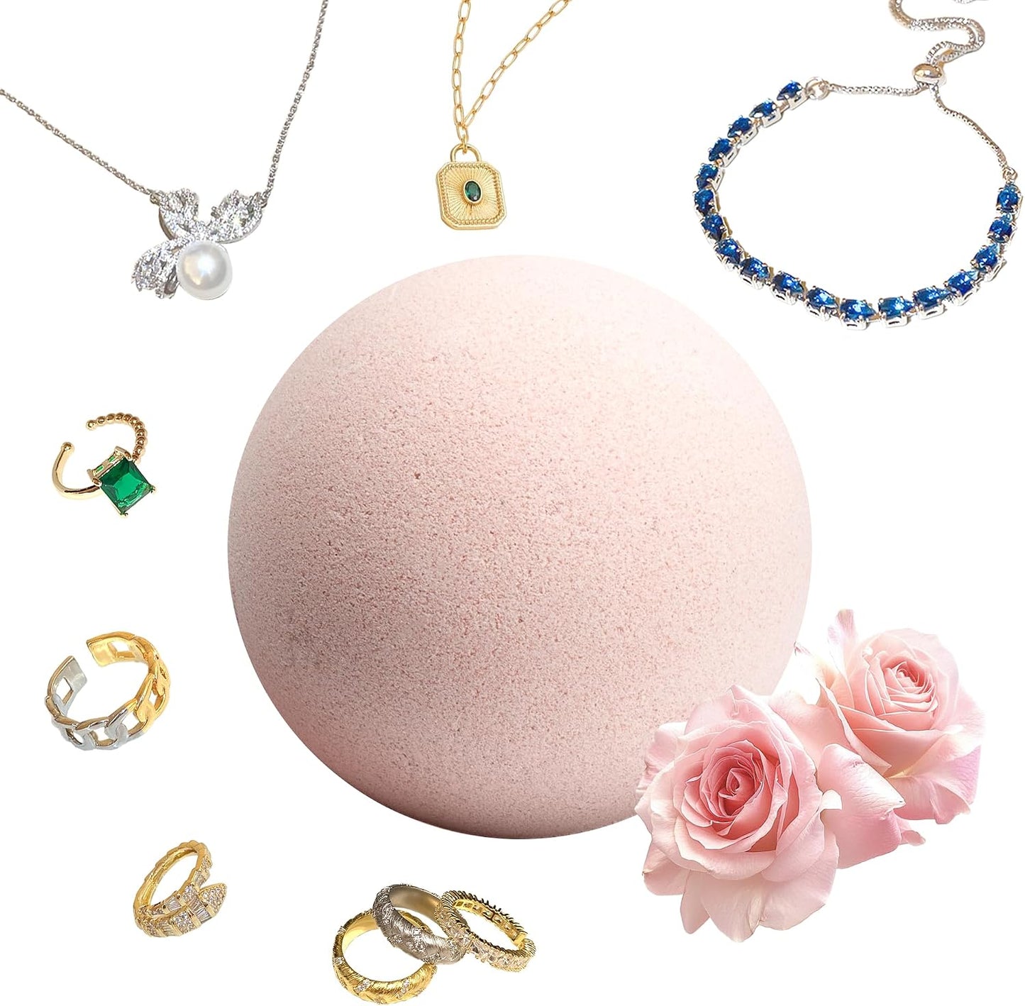 Jewelry Bath Bombs for Women with Surprise Rings, Necklaces Bracelets Inside,Handmade and Perfect for Gift,Large 4.23 oz, Adjustable Size