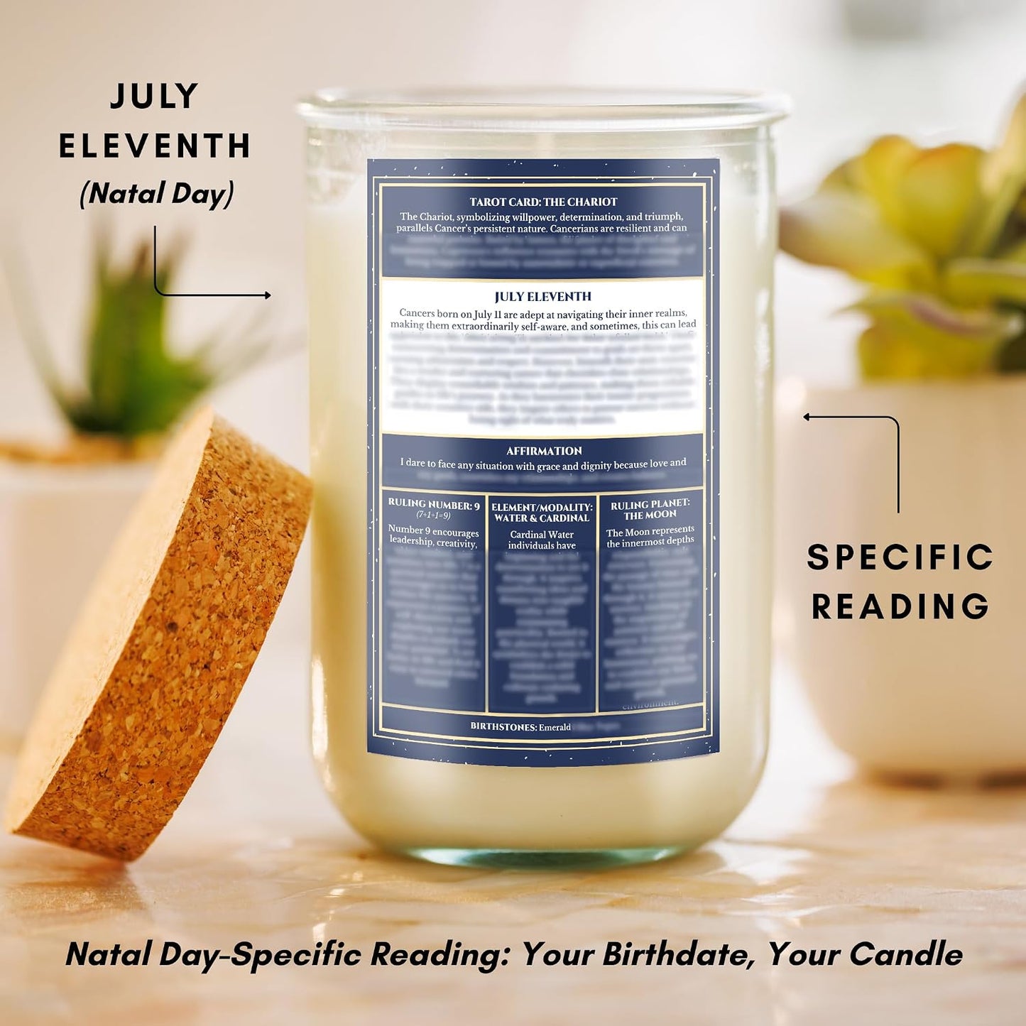 Birthday Candles - Custom Birthdate Astrological Zodiac Scented Candles. Astrology Gifts. All Natural Soy Wax. 75+ Hour Burn Time. Made in USA - July 11