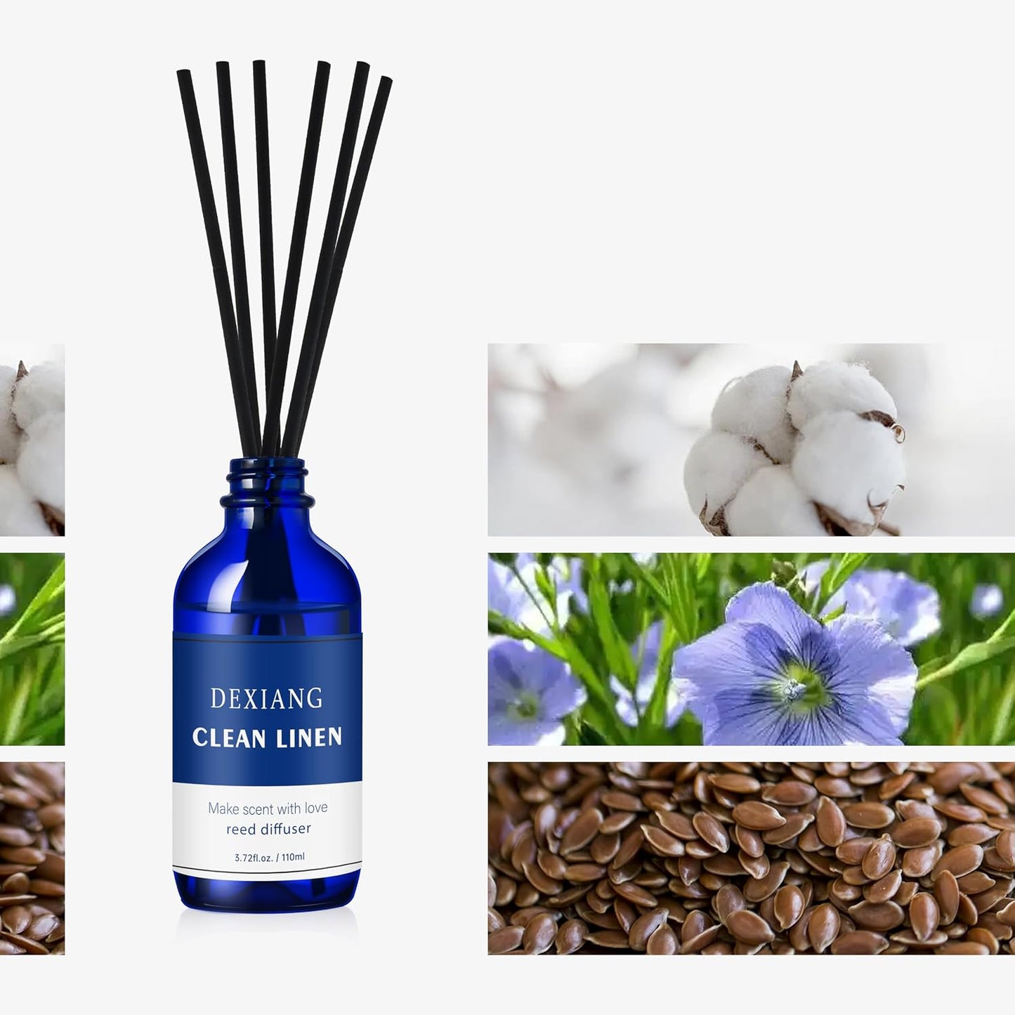 Reed Diffuser Set of 2, Lemon Verbena/Clean Linen，Each Bottle is 3.72 Oz (110 ml) Scent Diffuser, Comes with 12 Diffuser Sticks,Fragrance and Gifts,Room Decor& Home Decor