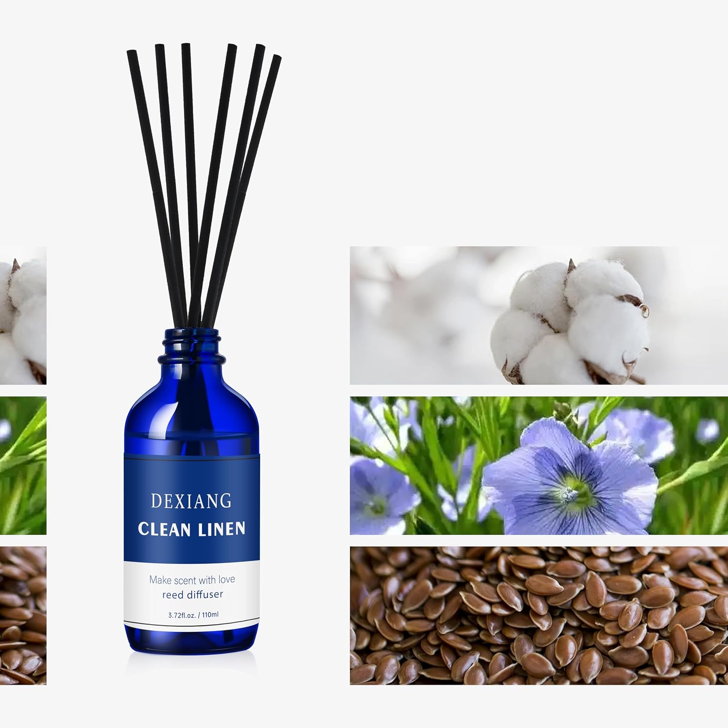 Reed Diffuser Set of 2, Lemon Verbena/Clean Linen，Each Bottle is 3.72 Oz (110 ml) Scent Diffuser, Comes with 12 Diffuser Sticks,Fragrance and Gifts,Room Decor& Home Decor