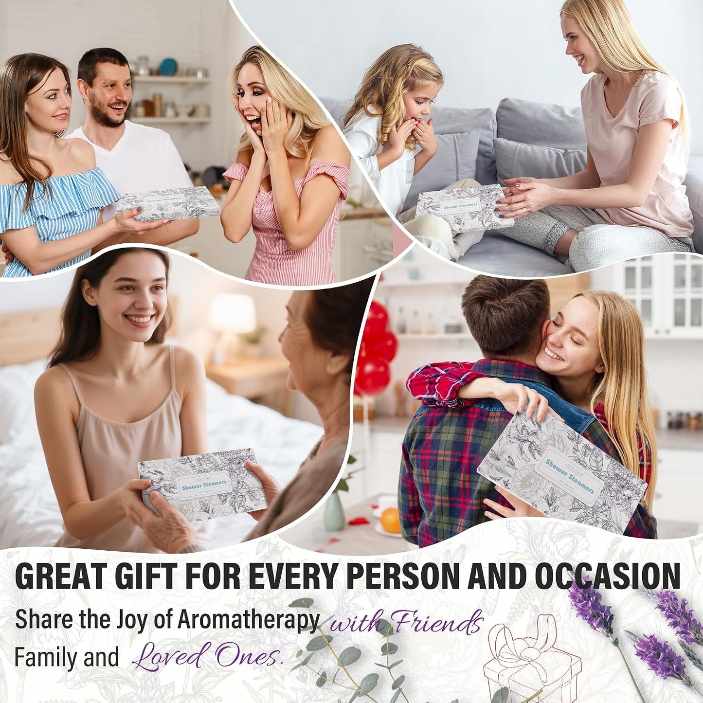 docolor 12-Pack Lavender Essential Oil Shower Steamers, Essential Oil Shower Bombs Gifts for Women, Stress Relief Relaxation Home Spa, Birthday Christmas Self Care Travel Essentials