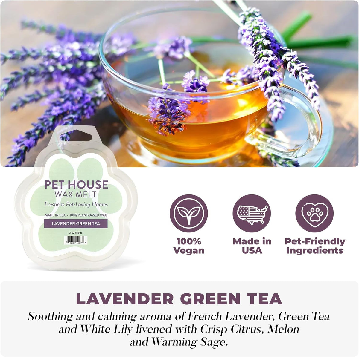 Lavender Green Tea Scented Wax Melts Plant-Based Wax