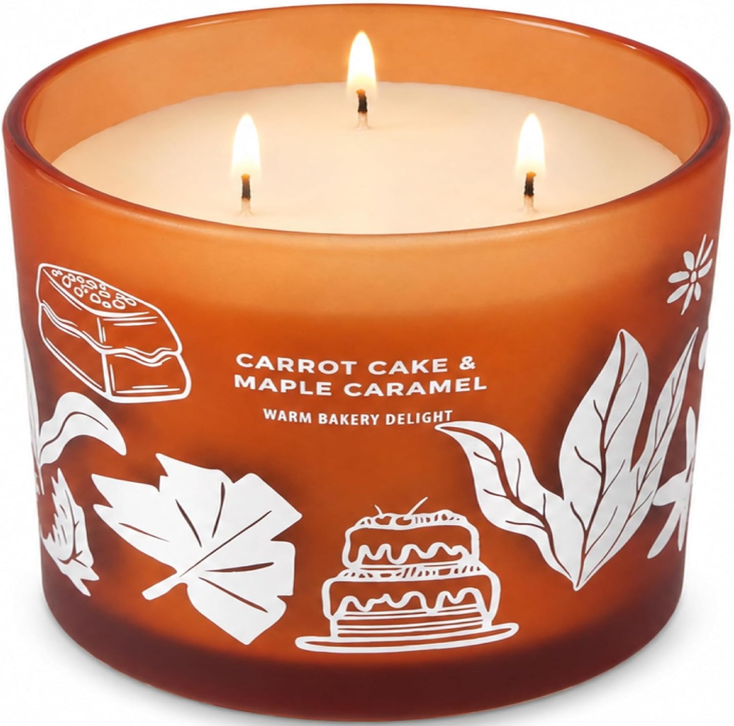 Carrot Cake Maple Caramel Scented Candle | Large 3 Wick Scented Soy Candle for Home | 14.5oz Sweet Carrot Cake Candle | Maple Bakery Candles | Long Lasting Clean Burn | Gift for Women & Men