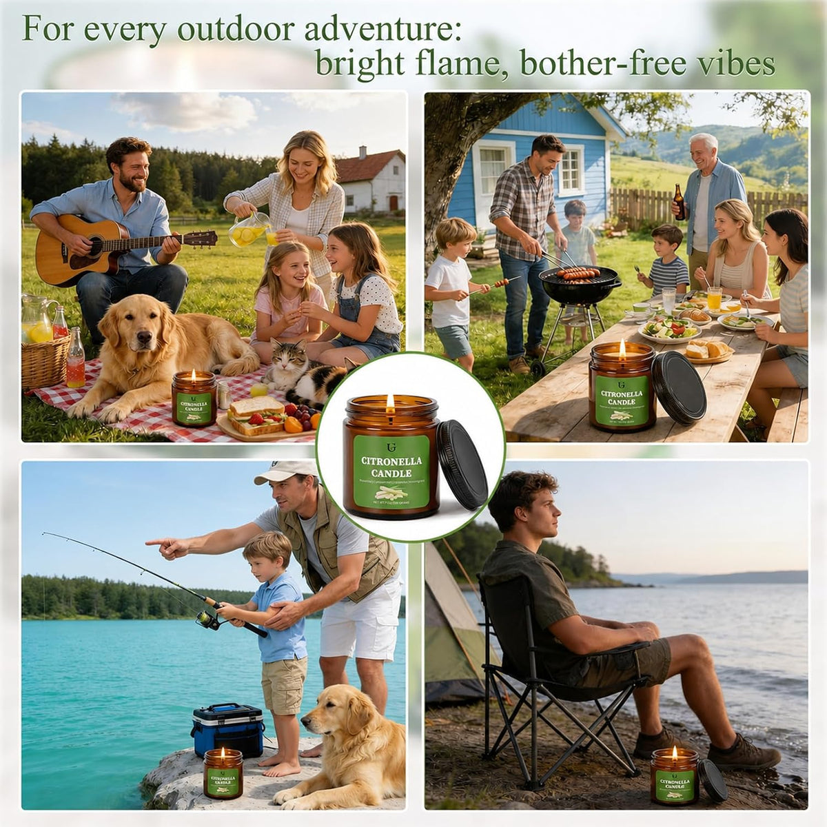 Citronella Candles Outdoor for Camping Patio Indoor Yard 7oz 1 Pack