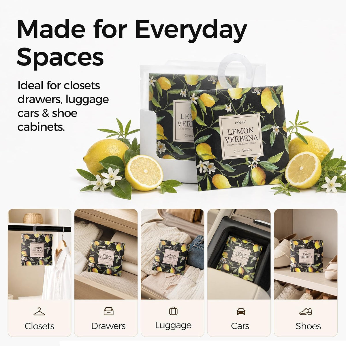 12 Pack Lemon Scented Sachets, Air Freshener for Home &amp; Small Spaces