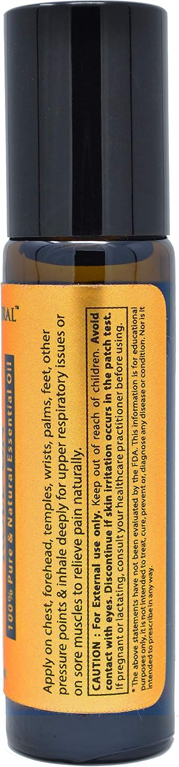 Prime Natural Cold Cough Congestion Relief Essential Oil Roll on (10ml), Pre-Diluted Ready to Use Roller for Sinus, Sore Muscle, Headache & Sleep