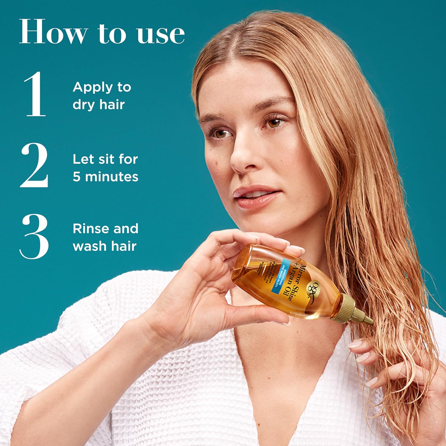 OGX Mirror Shine + Argan Oil Pre-Wash Hair Gloss, Smoothing Rinse Out Treatment for 48 Hours of Glossy Shine* & Nourishing Repair, Lightweight Hair Oil Mends Split Ends*, 4 fl. oz