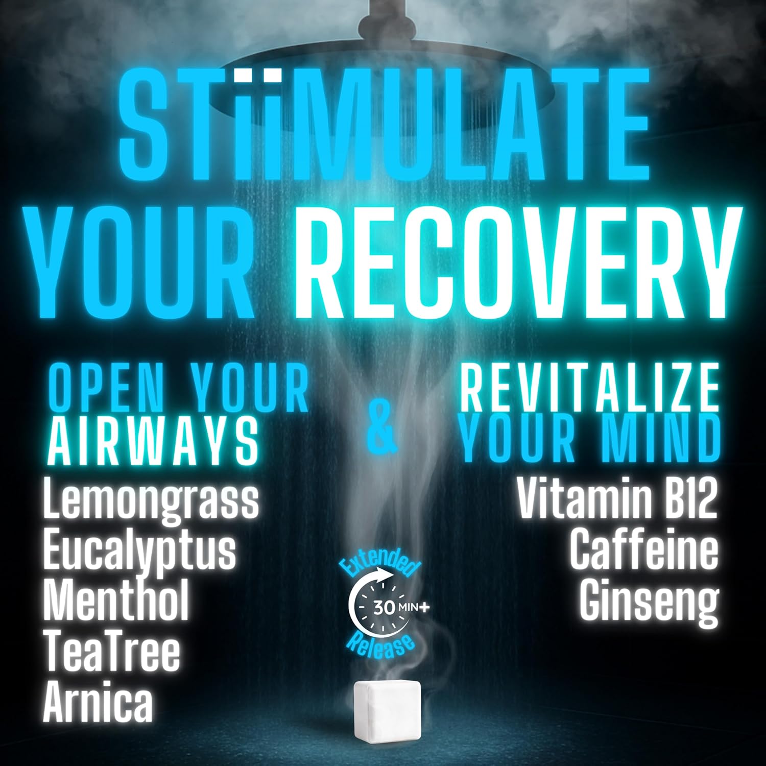 Shower Steamers for Sinus Relief | Recovery | XXL 80g Cold & Flu, Allergies, Post-Workout | Eucalyptus, Tea Tree, Turmeric, Arnica, Caffeine, Menthol | Extra Strength Aromatherapy | STiiMPAK (8 Pack)