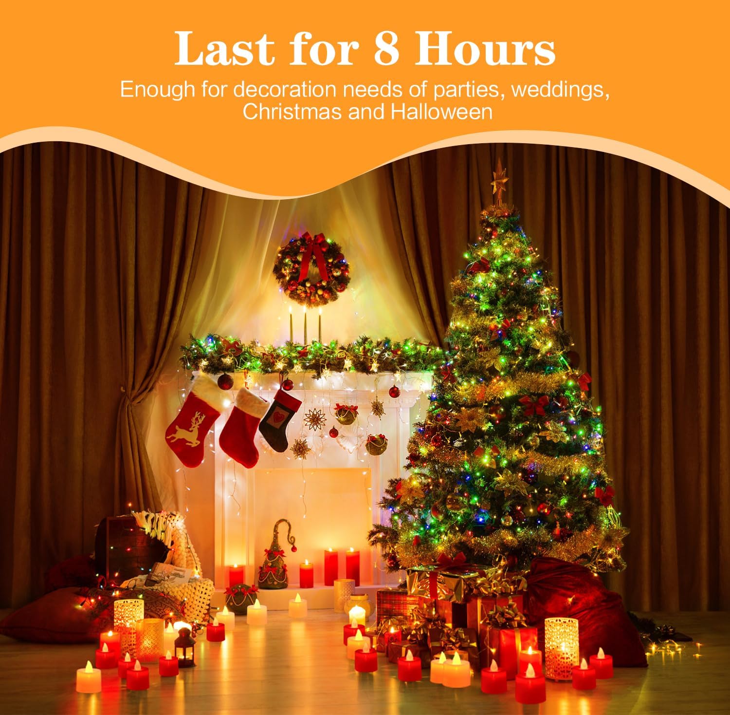 KOABY 25/50/100 Pack Flameless Votive Candles, Last 8H+, Warm Yellow Light, No Timer or Flickering