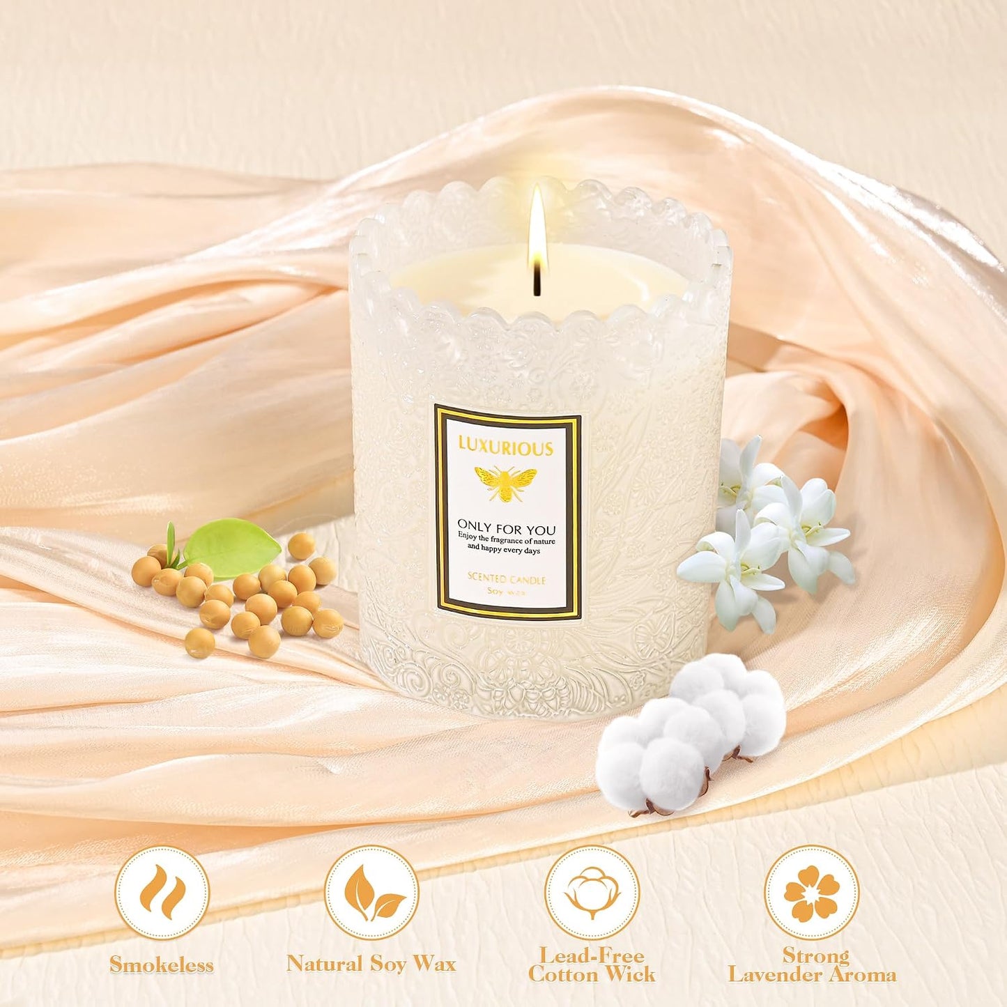 English Pear Freesia Scented Candle, Candles for Home Scented, Luxury Jar Candles for Women, Candles Gifts for Women, Natural Soy Wax Candle, 7 oz 40 Hours Burning Time