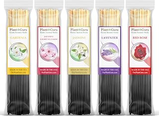 Floral Incense Sticks Variety Set Bulk 500 Pack Sampler 7" Sticks - 5 Bundles of 100 Sticks Per Bundle. Gardenia, Japanese Cherry Blossom, Jasmine, Lavender, Red Rose.