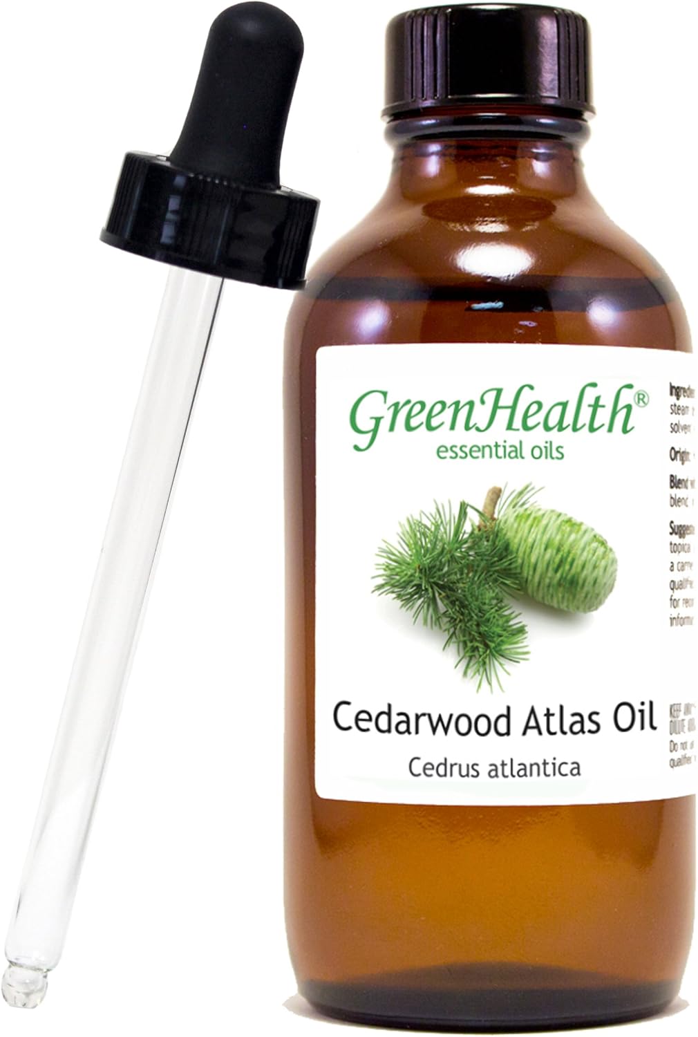 Cedarwood Atlas Essential Oil – 4 fl oz (118 ml) Glass Bottle w/Glass Dropper – 100% Pure Essential Oil – GreenHealth