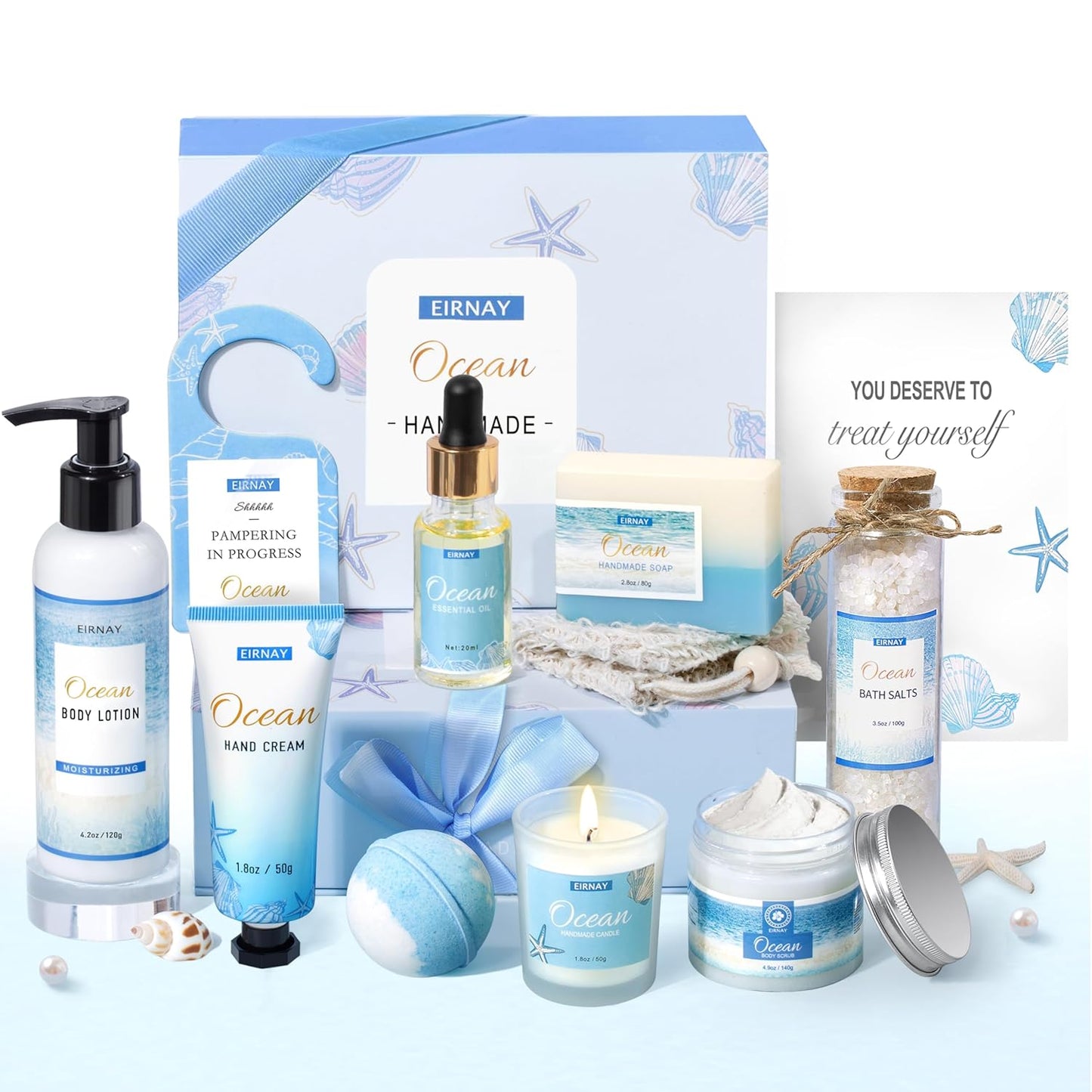Mothers Day Gifts for Women, Spa Gifts Basket for Women, 12Pcs Ocean Bath and Body Gifts Set, Self Care Gifts for Mom, Wife, Girlfriend, Sister, Female Friends