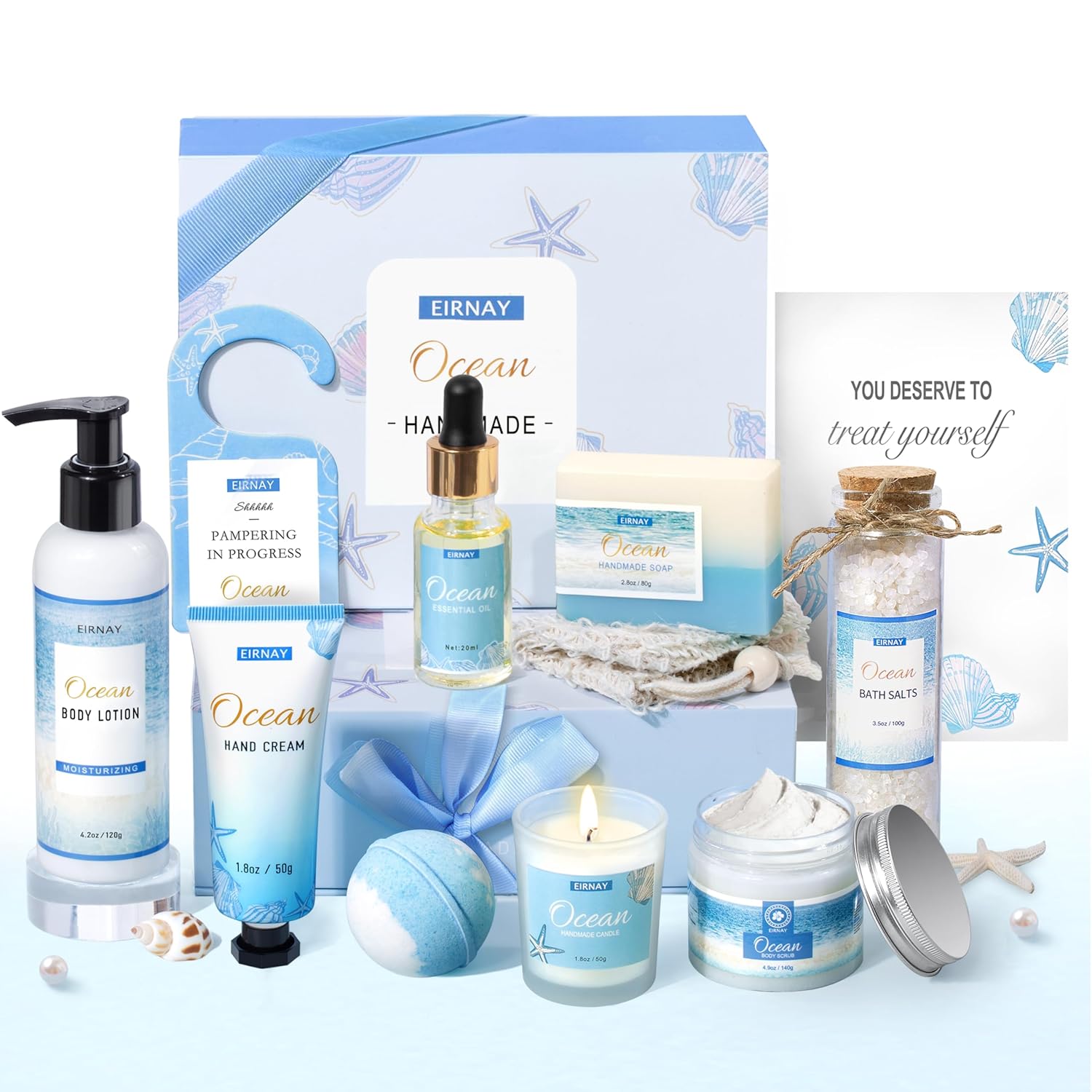Mothers Day Gifts for Women, Spa Gifts Basket for Women, 12Pcs Ocean Bath and Body Gifts Set, Self Care Gifts for Mom, Wife, Girlfriend, Sister, Female Friends