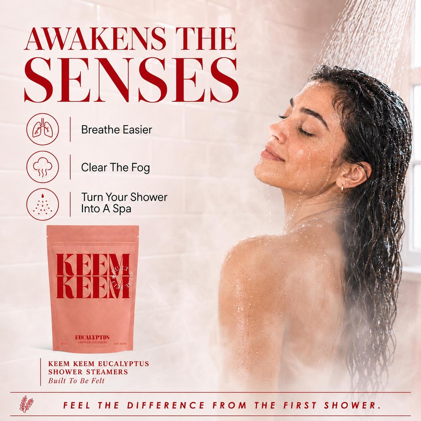 Keem Keem Eucalyptus Shower Steamers, 10 Pack Aromatherapy Shower Tablets with Eucalyptus Essential Oil, 2 oz Shower Melts for Spa Shower, Breathing Comfort, Morning Reset and Self Care