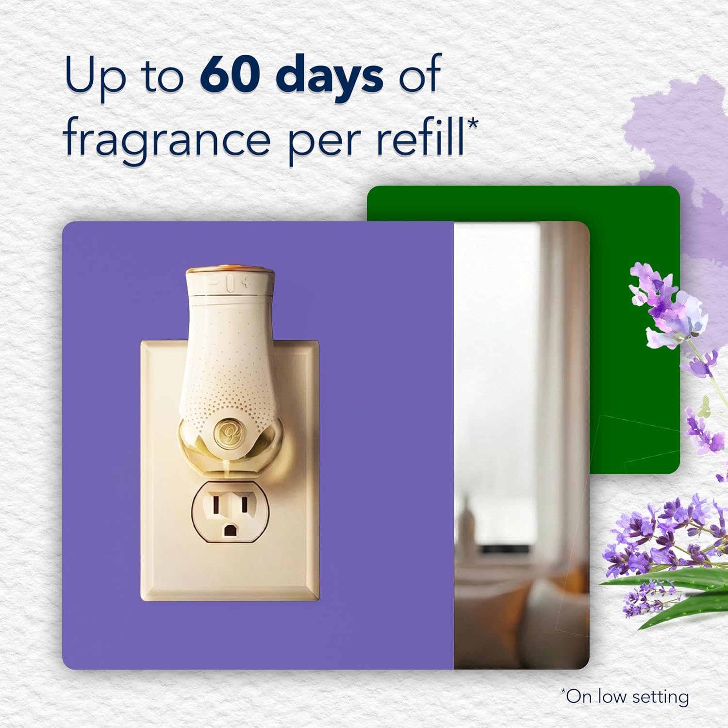 Glade PlugIns Refills Air Freshener Starter Kit, Scented and Essential Oils for Home and Bathroom, Tranquil Lavender & Aloe, 4.02 Fl Oz, 2 Warmers + 6 Refills