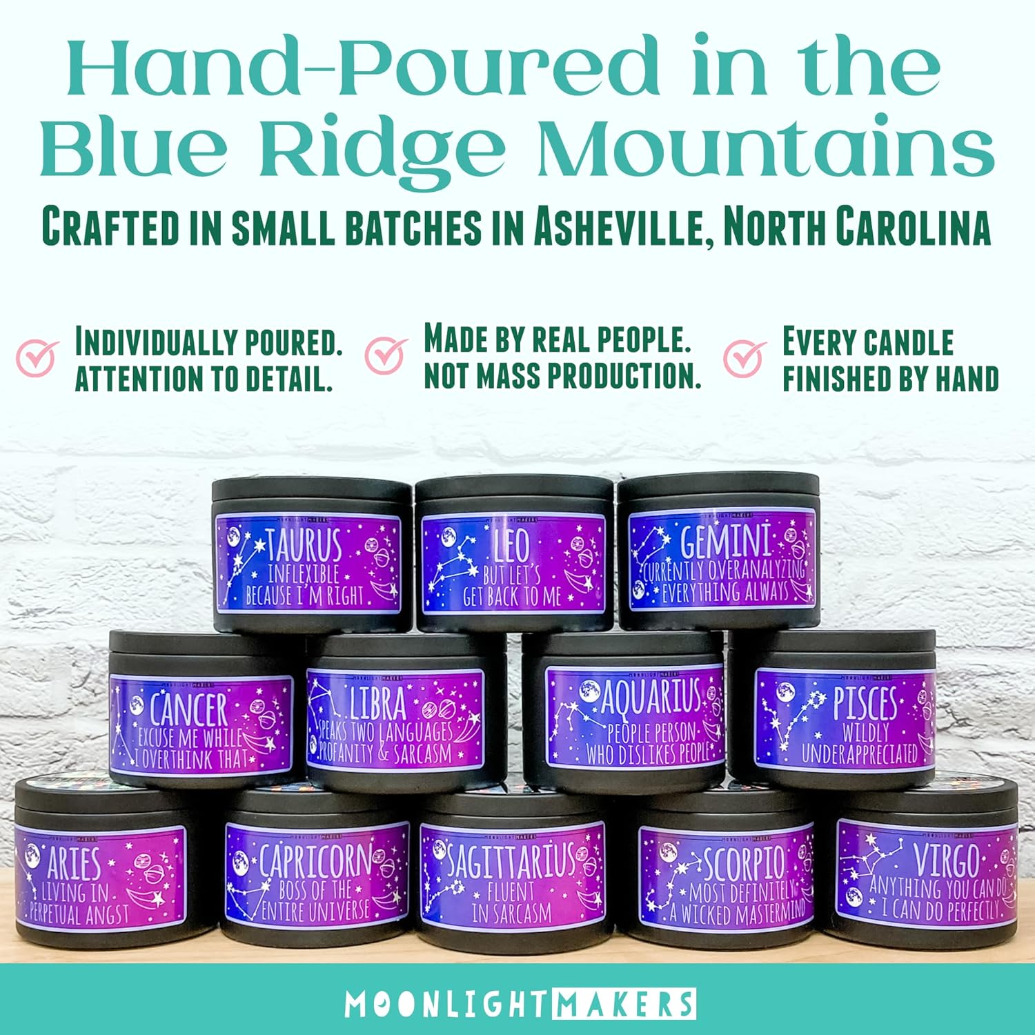 Moonlight Makers Happy Anniversary Caribbean Teakwood Scented Candle - Handmade Natural Soy Candle Wax, 25 Hour Burn Time, for Women, Unique Housewarming Gifts, Room Decor - 8oz Tin