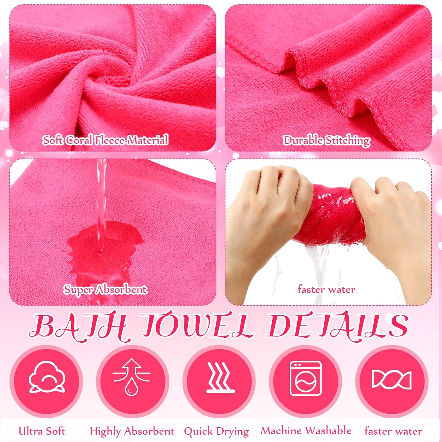 Fanfanwin 12 Pcs Foot Spa Kit for Girls 13.8 x 13.8 x 6.7 Inch Inflatable Foot Care Portable Bath and 12 x 28 Inch Hand Towels Washbasin Salon Towels for Spa Party Sleepover Party Supplies, Rose Red