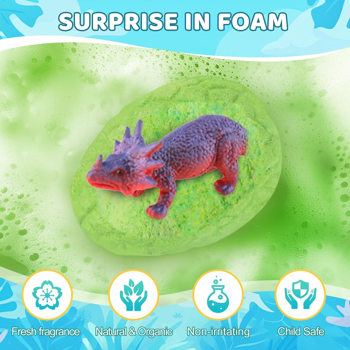 Bath Bombs for Kids with Surprise Dinosaur Toys Inside, XXXL Dinosaur Bath Bombs Gift, Birthday Gifts for Kids, Dino Eggs Filled Bath Toys for Boys 3 4 5 6 7