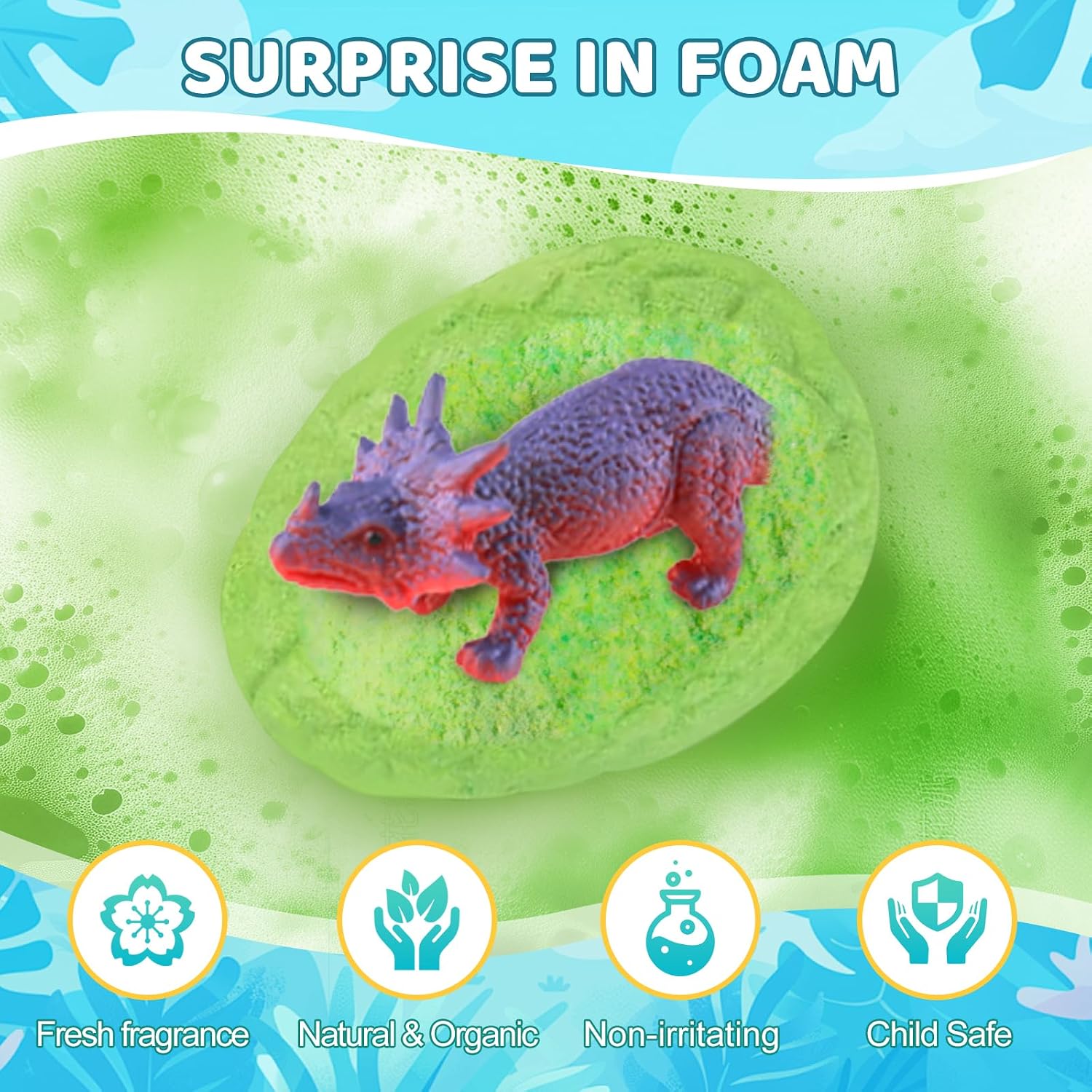 Bath Bombs for Kids with Surprise Dinosaur Toys Inside, XXXL Dinosaur Bath Bombs Gift, Birthday Gifts for Kids, Dino Eggs Filled Bath Toys for Boys 3 4 5 6 7