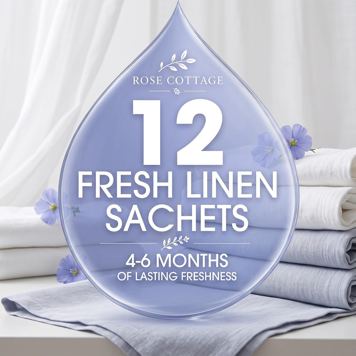 Large 12 Packs Fresh Linen Hanging Scented Sachets Long-Lasting Closet Deodorizer Air Freshener Fabric Refresher Odor Eliminator for Drawer Home Fragrance Gift Set
