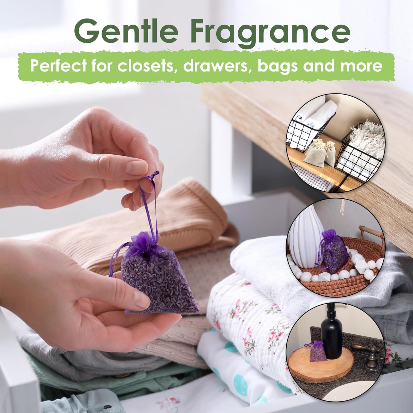 EcoKiwi Cedar & Lavender Sachets – 20 Sachets for Home Fragrence and Fresh Scents, Cedar & Lavender Sachet for Drawers and Closest, Dual-Purpose Sachet to Stop Clothes Damage and Closest Freshness