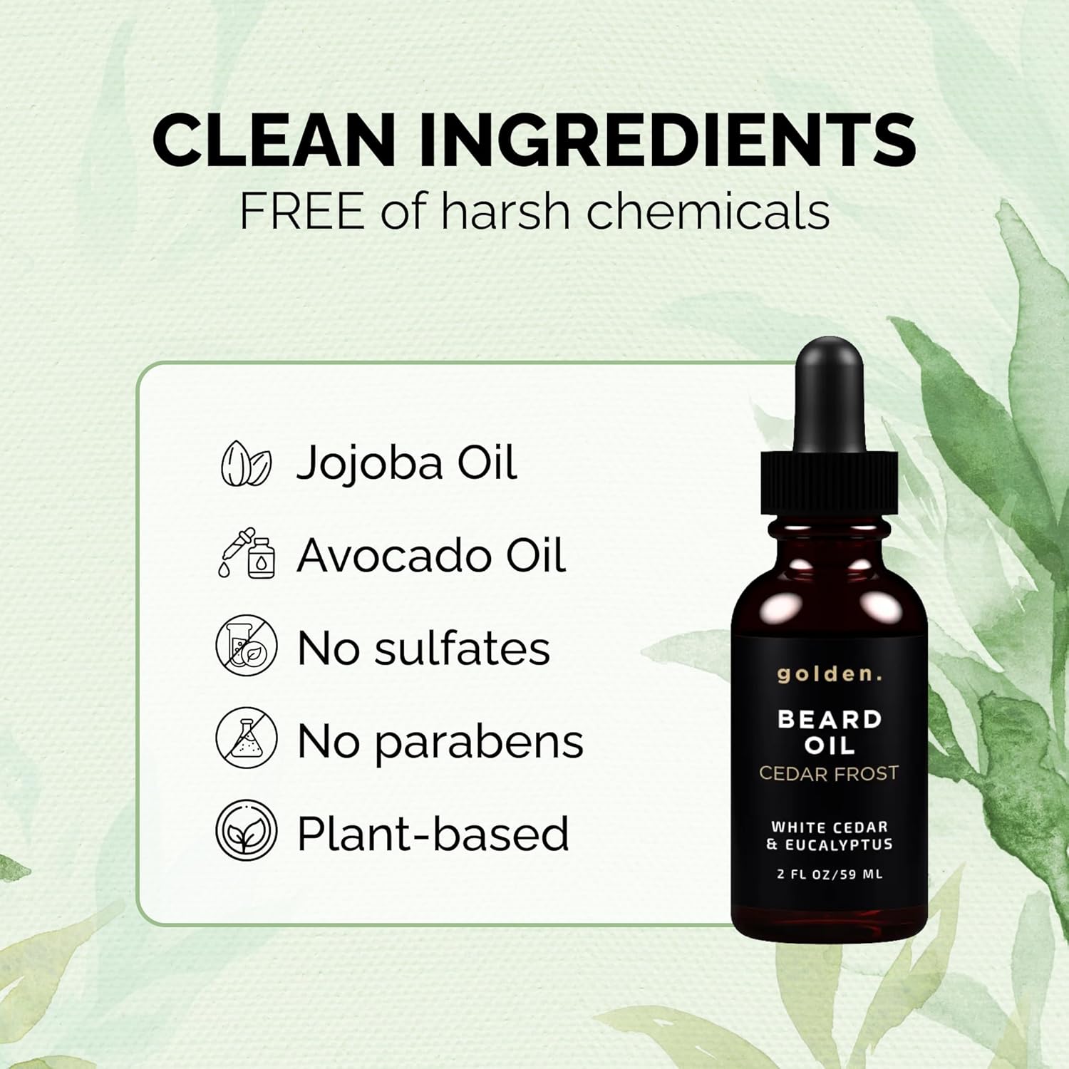 Golden Grooming Beard Oil for Men - Natural Beard Conditioner with Sweet Almond, Golden Jojoba & Argan Oil - Hydrating Beard Softener with Vitamin E - Cedar Frost, 2oz