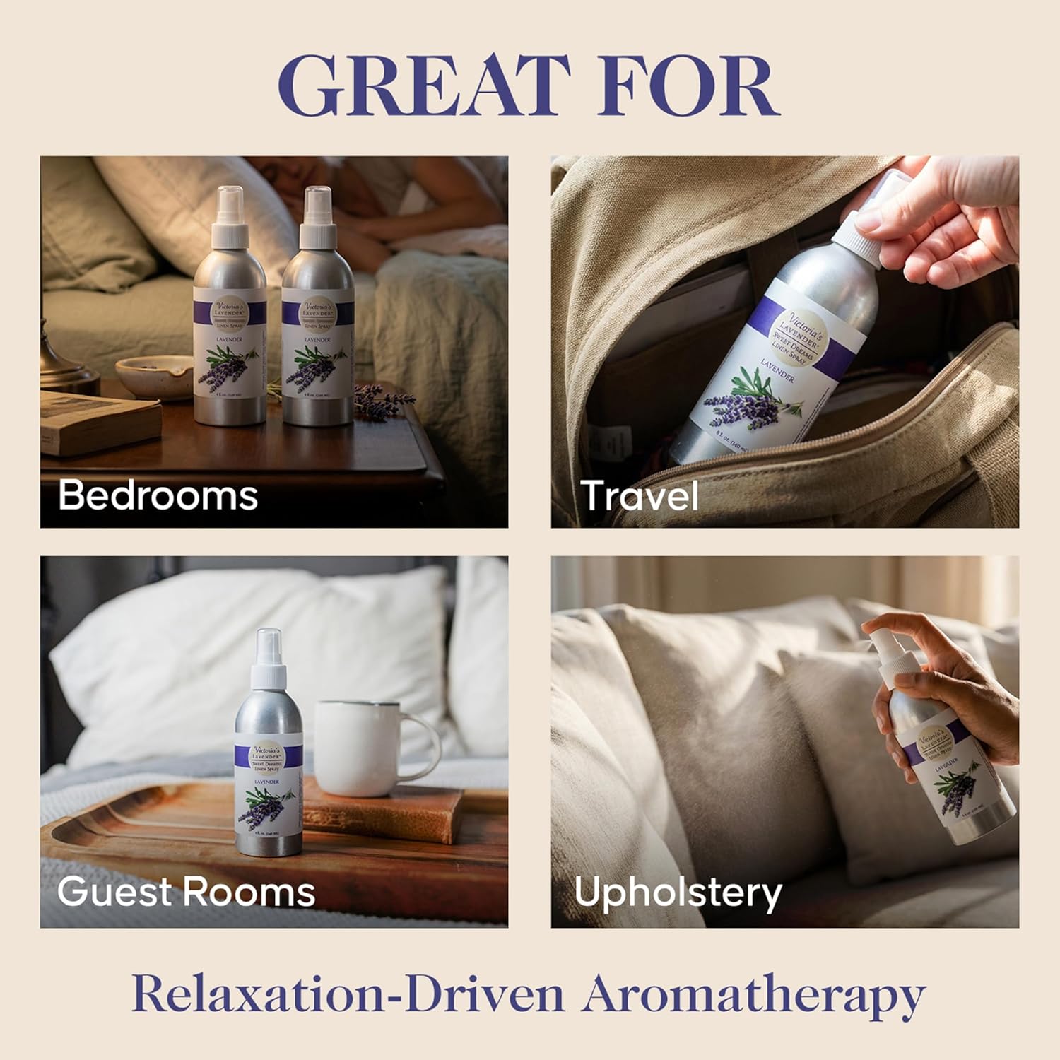 Victoria's Lavender Linen Spray - Aromatherapy Pillow Mist & Linen Spray for Bedding, Soothing Lavender Essential Oil Pure Blend for Bed & Pillows, Relaxing, Handmade in Oregon, Made in USA (8 oz)