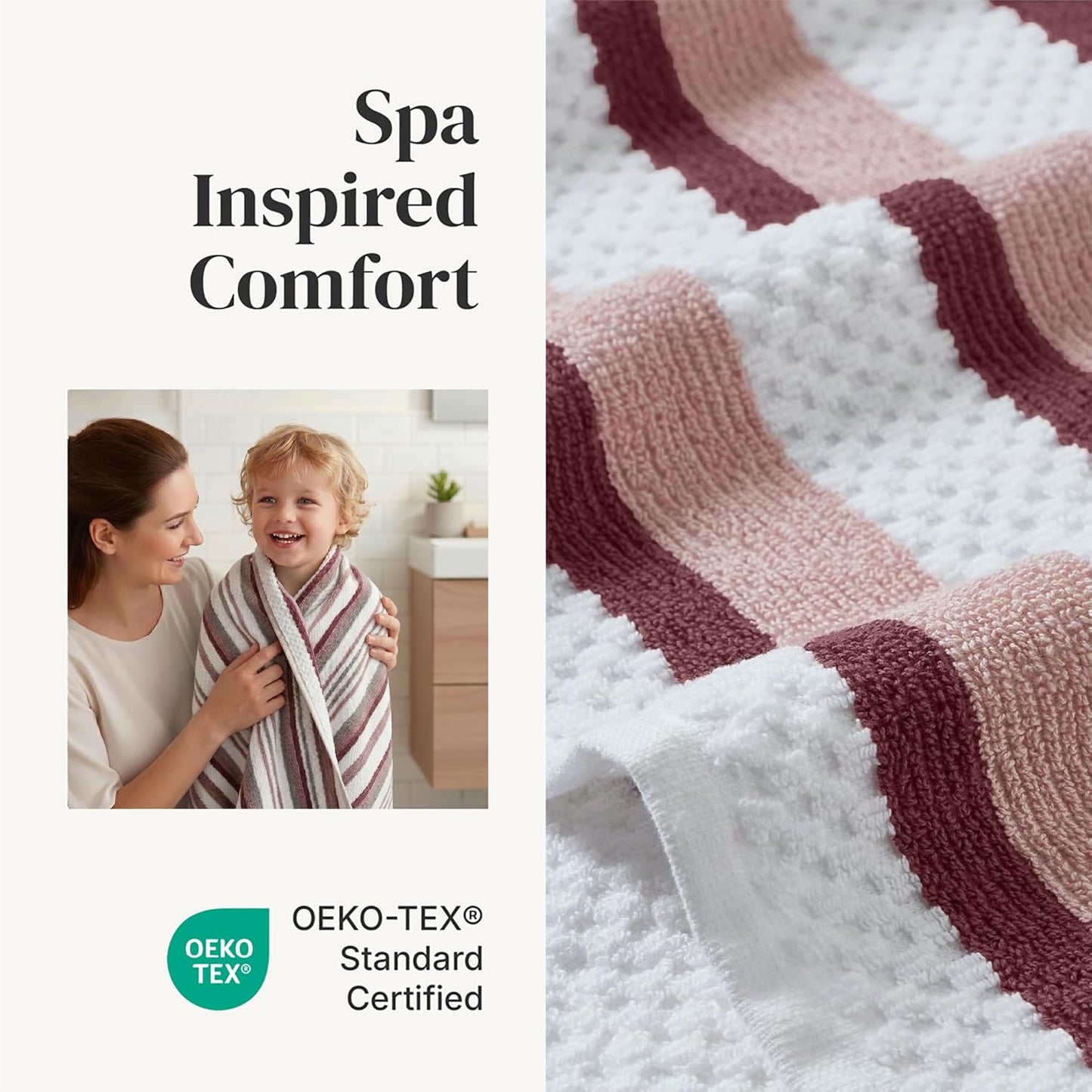 Modern Threads Pax 6-Piece Reversible Yarn Dyed Jacquard Towel Set - Bath Towels, Hand Towels, & Washcloths - Super Absorbent & Quick Dry - 100% Combed Cotton, Rosewood