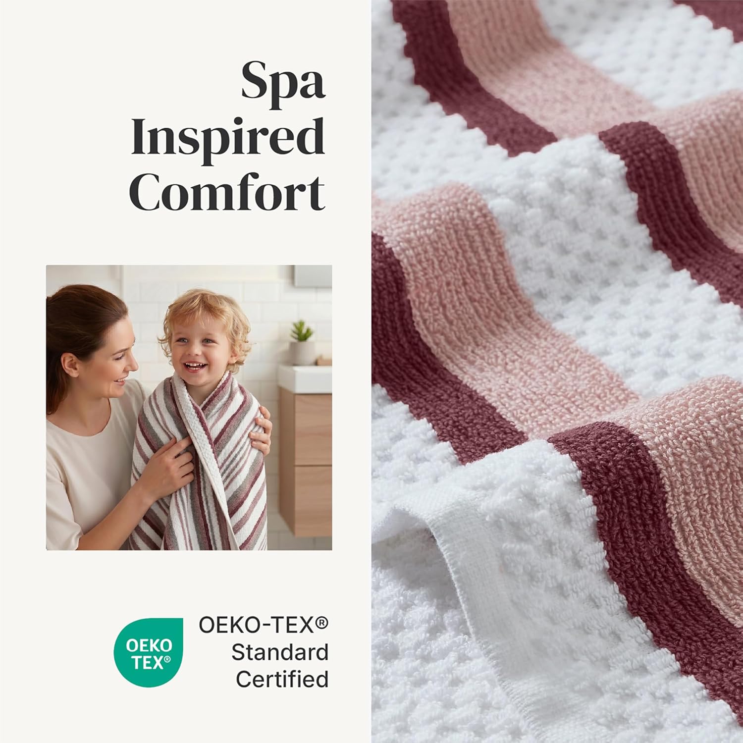 Modern Threads Pax 6-Piece Reversible Yarn Dyed Jacquard Towel Set - Bath Towels, Hand Towels, & Washcloths - Super Absorbent & Quick Dry - 100% Combed Cotton, Rosewood