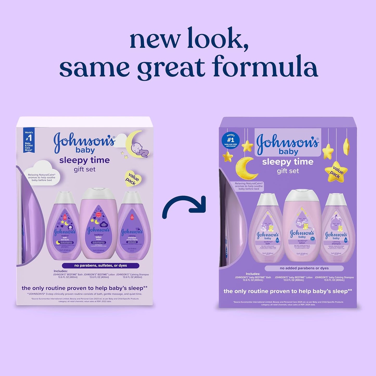 Johnson's Baby Sleepy Time Gift Set with Calming Bedtime Bath, Bedtime Lotion & Calming Shampoo, Baby Bedtime Essentials with Relaxing NaturalCalm Aromas, Hypoallergenic, 3 Items