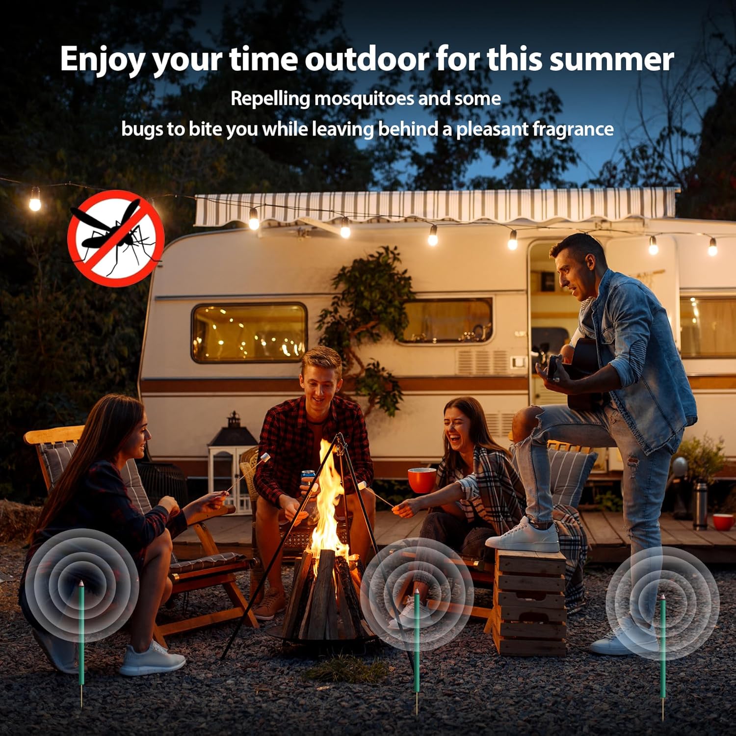 KICKOUTOR Mosquito Incense Sticks with Natural Citronella Oil, 12 Count DEET-Free Outdoor Mosquito Repellent for Patio, Backyard Gatherings & Camping, Up to 2.5-Hour Against Gnats & No-See-Ums