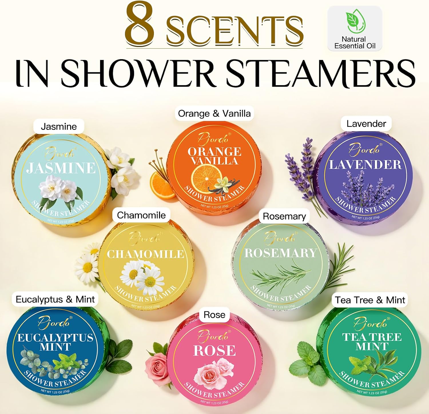 Pjordo Shower Steamers Aromatherapy, Birthday Gifts for Women Wife Her, 16 Pack Shower Bombs with Natural Essential Oil & 2 Pack Massage Oil for Moisturizing, Self Care Relaxation Home Spa