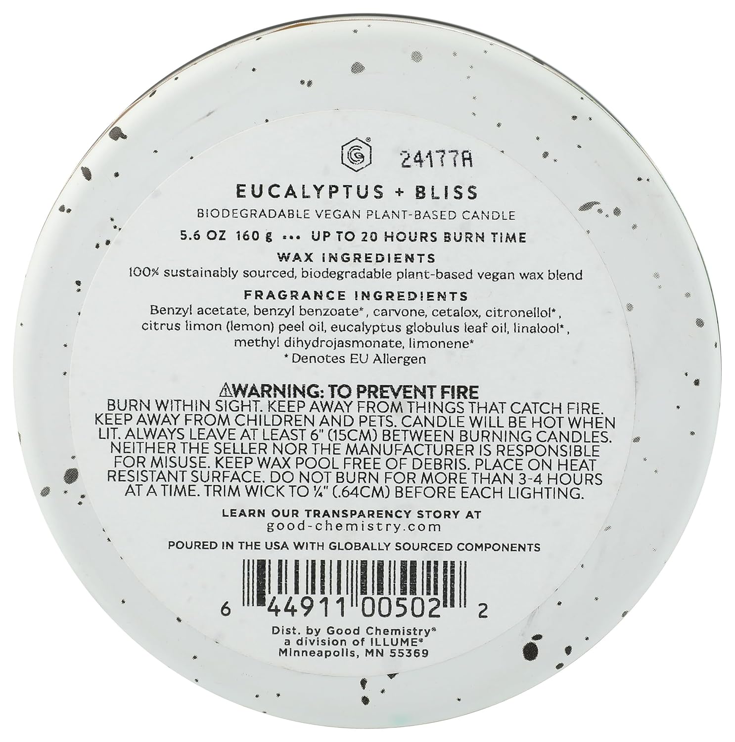 Good Chemistry, Candle Tin Eucalyptus Bliss, 5.6 Ounce