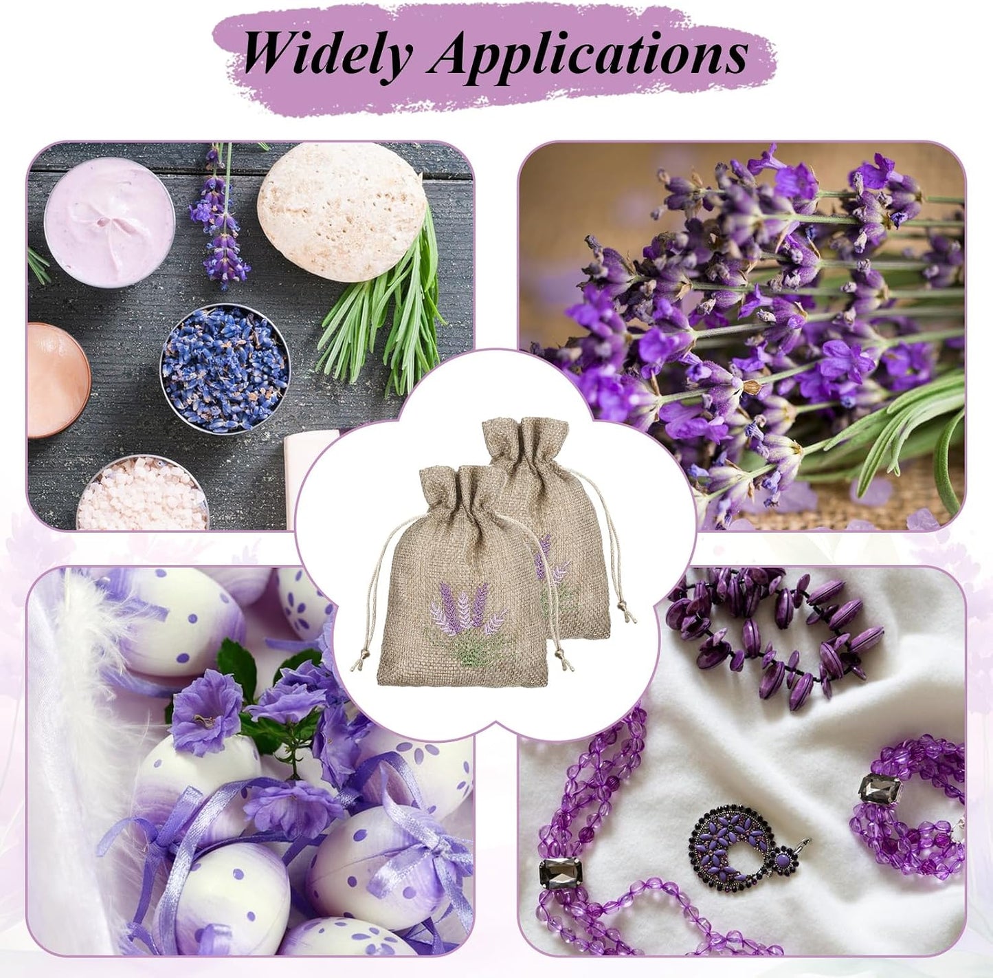 10PCS Lavender Sachet,Small Lavender Bag with Drawstring, Embroidered Canvas Empty Sachets Bag, for Spices, Jewelry, Candy, Lavenders Buds