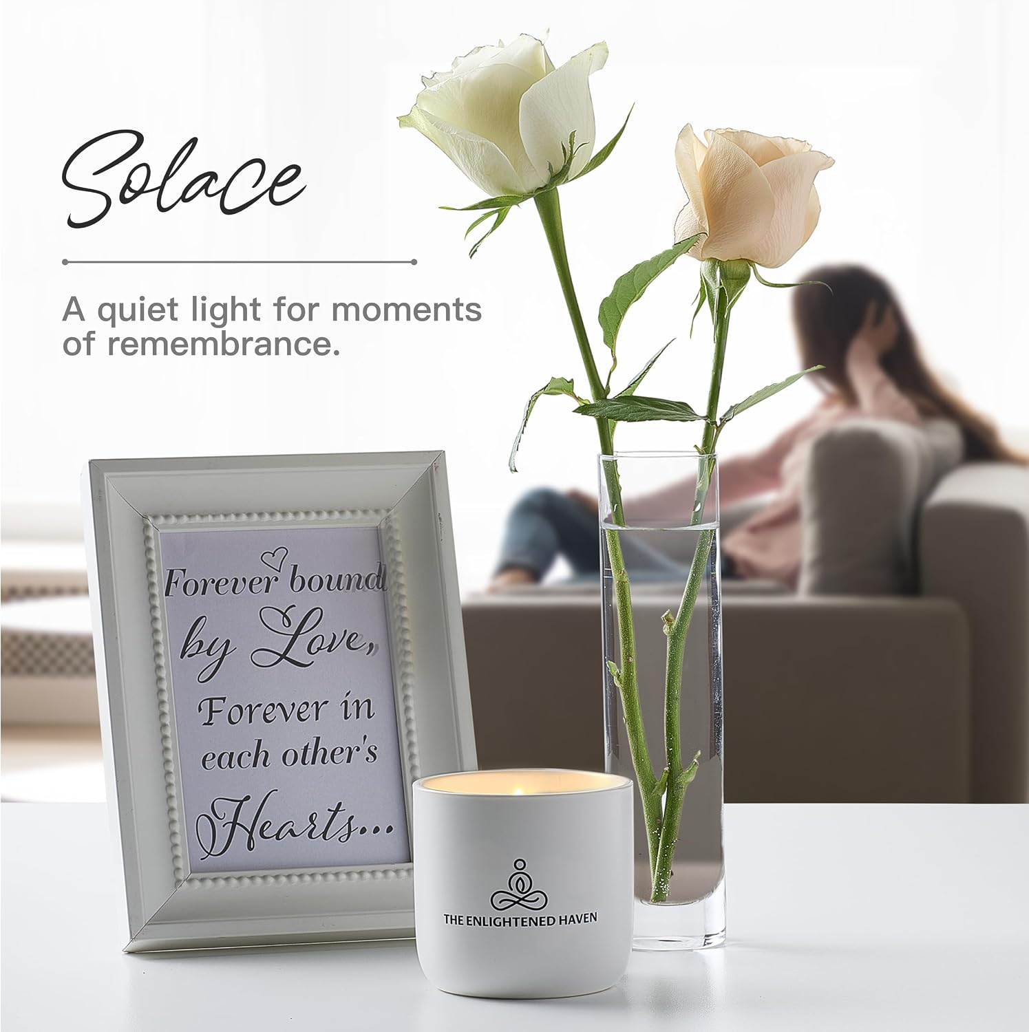 Sympathy Candle for Loss of Loved One - Those We Love Memorial Gifts in White Ceramic Jar - 40 Hour Natural Soy Wax Remembrance Candle - Gardenia Scented Bereavement, Grief & Condolence Present