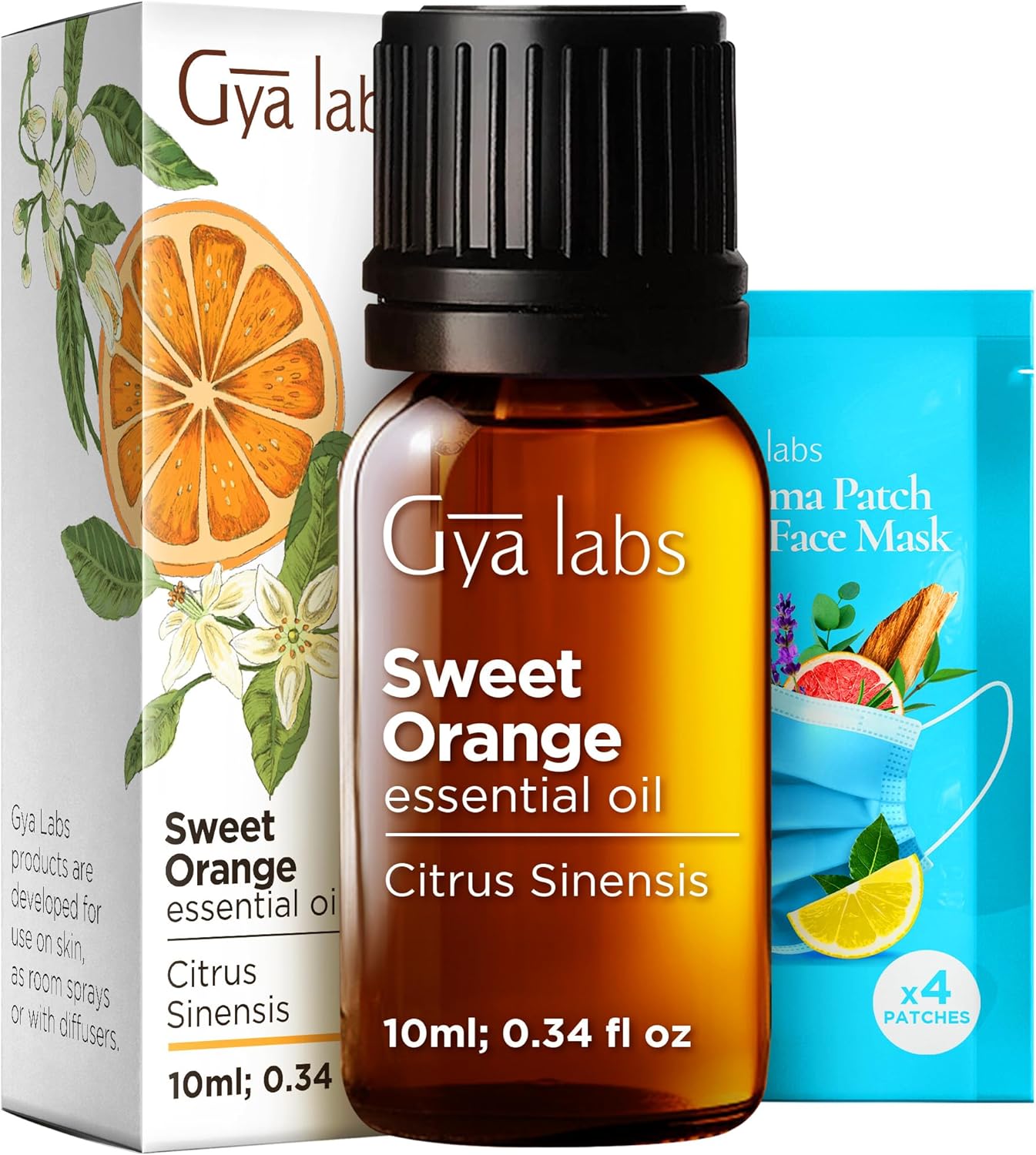 Sweet Orange Essential Oil for Diffuser & Eucalyptus Essential Oil for Diffuser Set - Aromatherapy Grade Essential Oils Set - 2x0.34 fl oz - Gya Labs