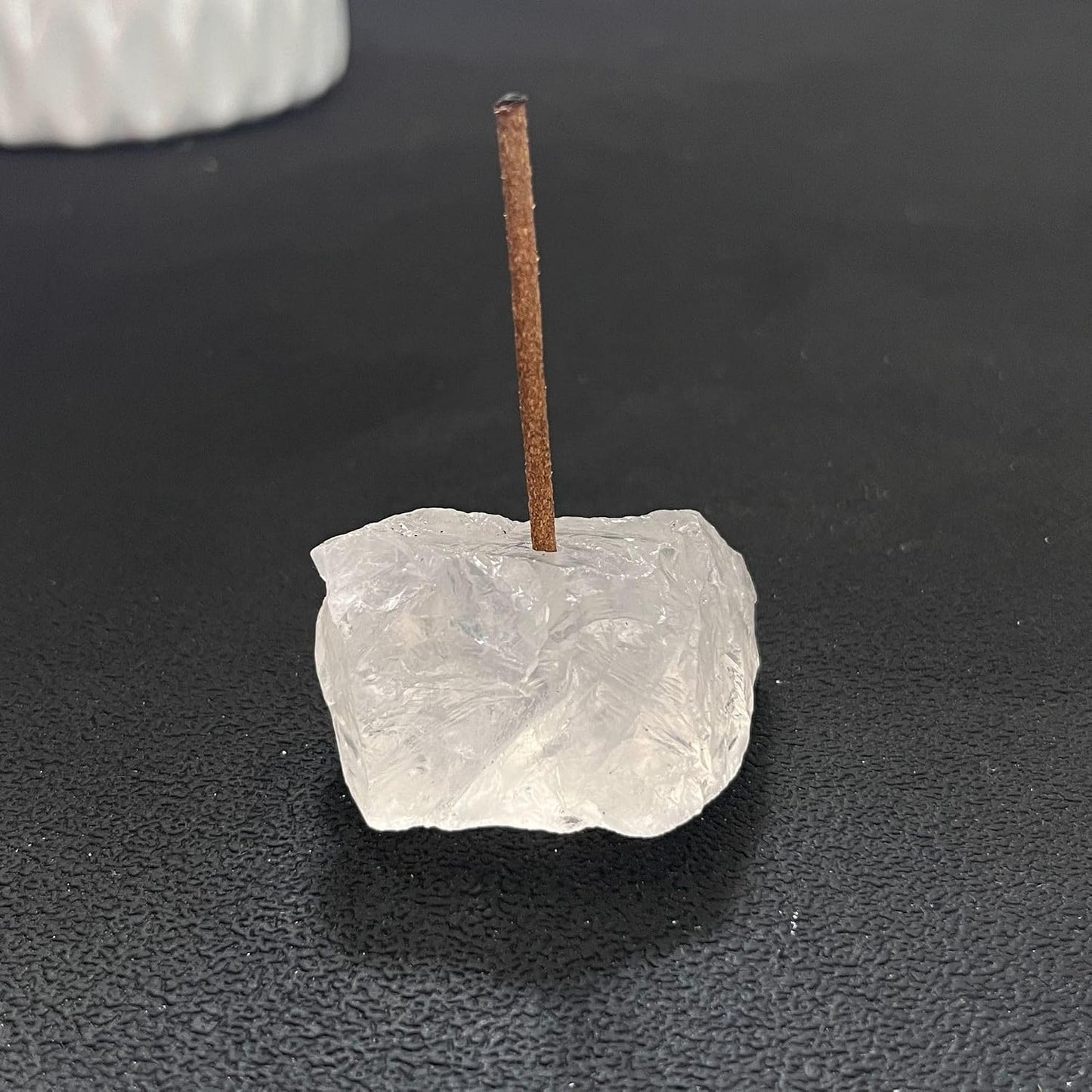 Natural Raw Crystal Incense Holder Set - 3 Unpolished Amethyst/White Quartz/Pink Stone (3-5cm), Aromatherapy Gift for Meditation, Yoga & Home Decor, Healing Energy Stone