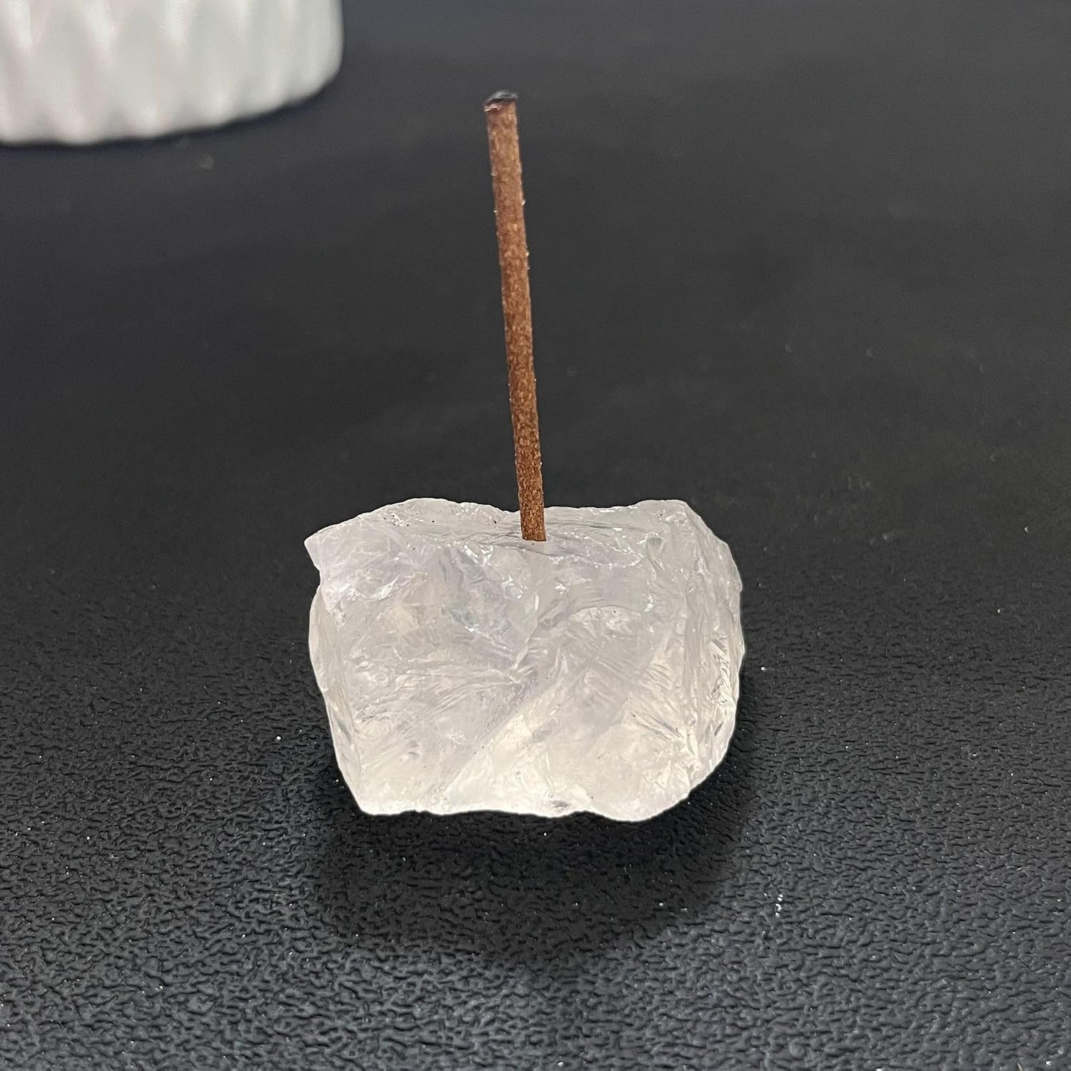 Natural Raw Crystal Incense Holder Set - 3 Unpolished Amethyst/White Quartz/Pink Stone (3-5cm), Aromatherapy Gift for Meditation, Yoga & Home Decor, Healing Energy Stone