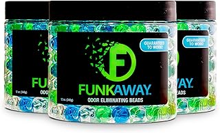 FunkAway Odor Eliminating Beads, 12 oz., 3 Pack, Supercharged Odor Absorbing Beads for the House, Car or Gym, Eliminate Smoke, Pet and Bathroom Odors for Long-Lasting Results