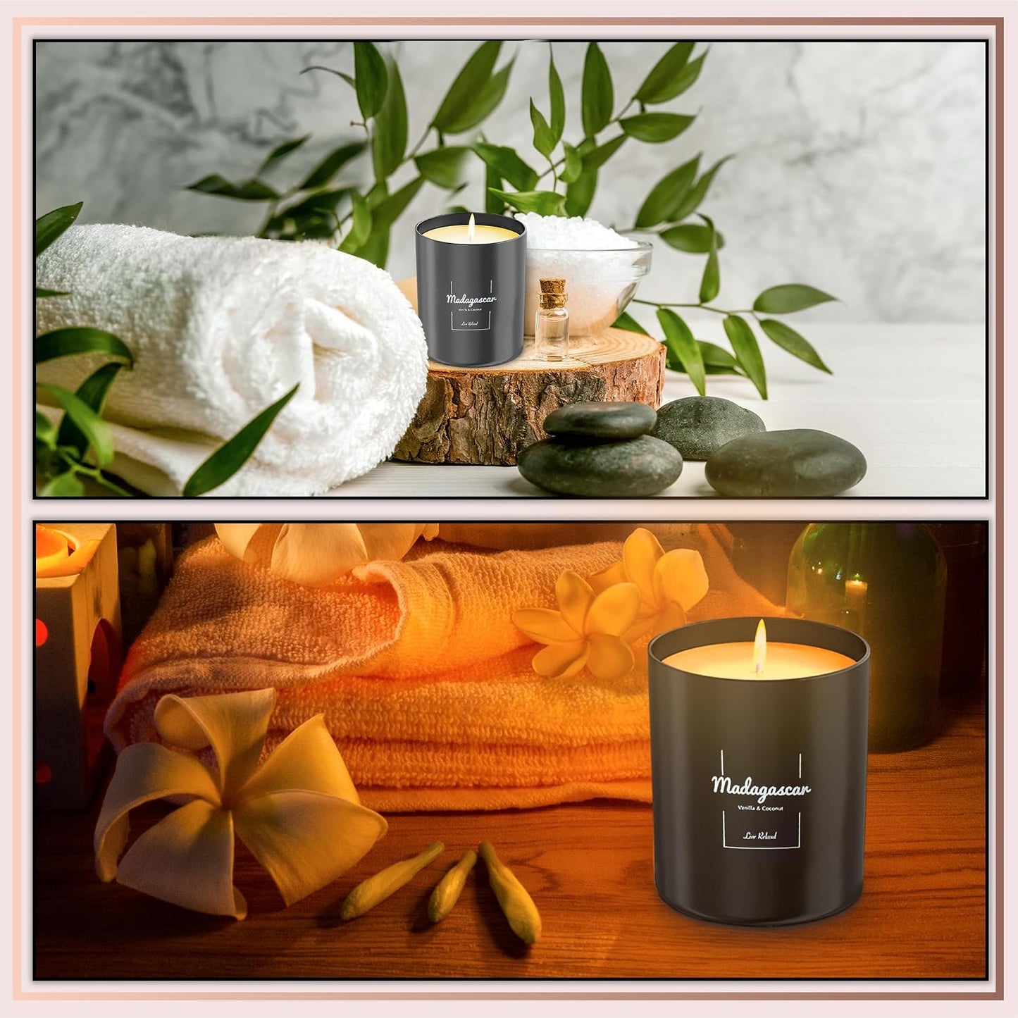 Premium Vanilla & Coconut Scented Candles (Madagascar), Natural Soy Candles Gifts for Women & Men, Hand Poured, Long Lasting Aromatherapy Essential Oil Candle, 8 Oz with 45 Hour Burn Time