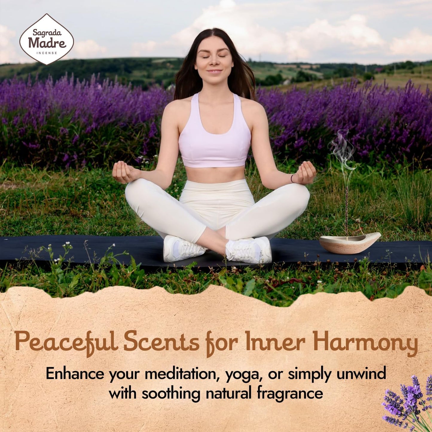 Roses Lavender Incense Sticks by Sagrada Madre - 6 Extra-Long Thick Rod with Lavender, Fruit Base & Natural Oil - Rose Incense Sticks for Relaxation, Good Fortune & Gratitude - 1 Hour Burn Time