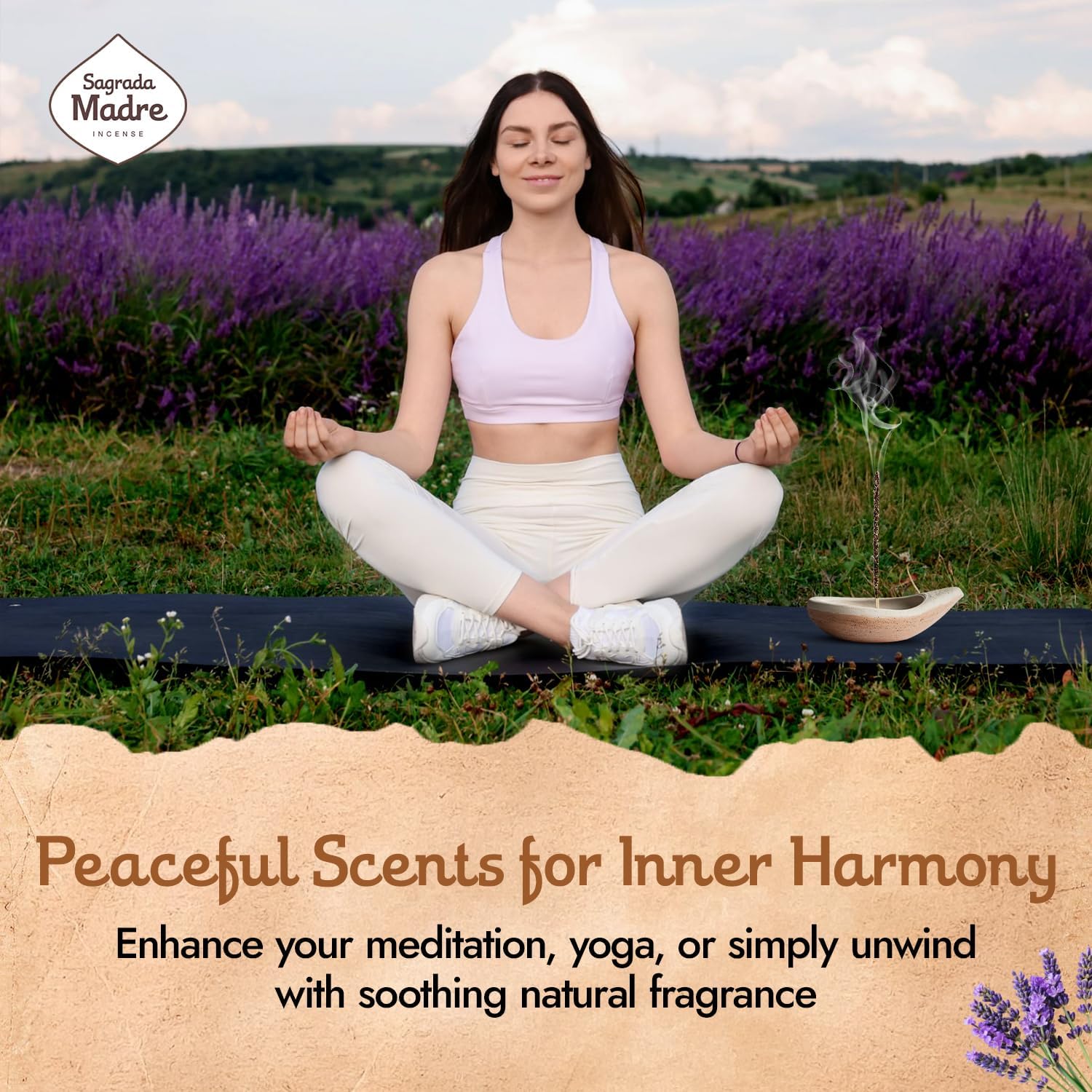 Roses Lavender Incense Sticks by Sagrada Madre - 6 Extra-Long Thick Rod with Lavender, Fruit Base & Natural Oil - Rose Incense Sticks for Relaxation, Good Fortune & Gratitude - 1 Hour Burn Time