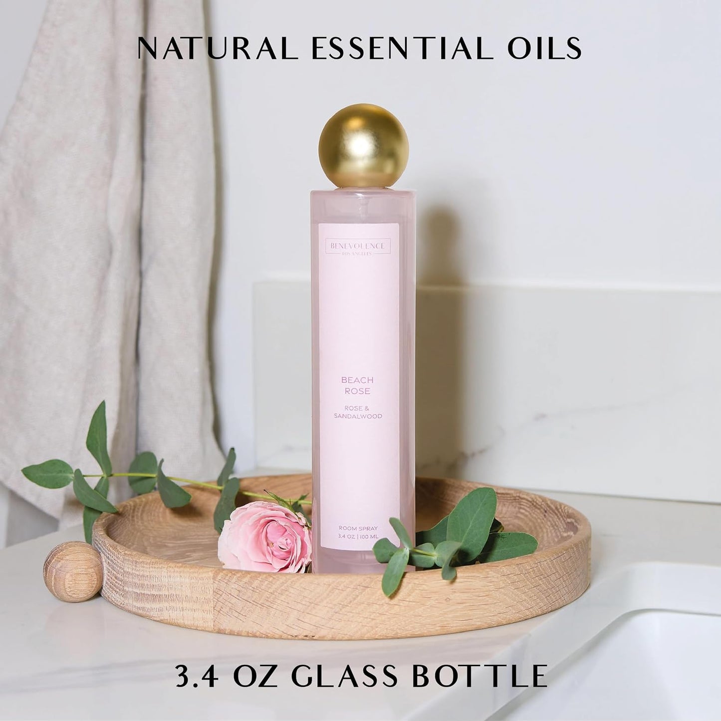 Rose & Sandalwood Room Spray | Benevolence LA Air & Fabric Freshener Spray | Romantic Floral Scent, Cozy Home Fragrance for Women, Home Fragrance Gift Idea for Her